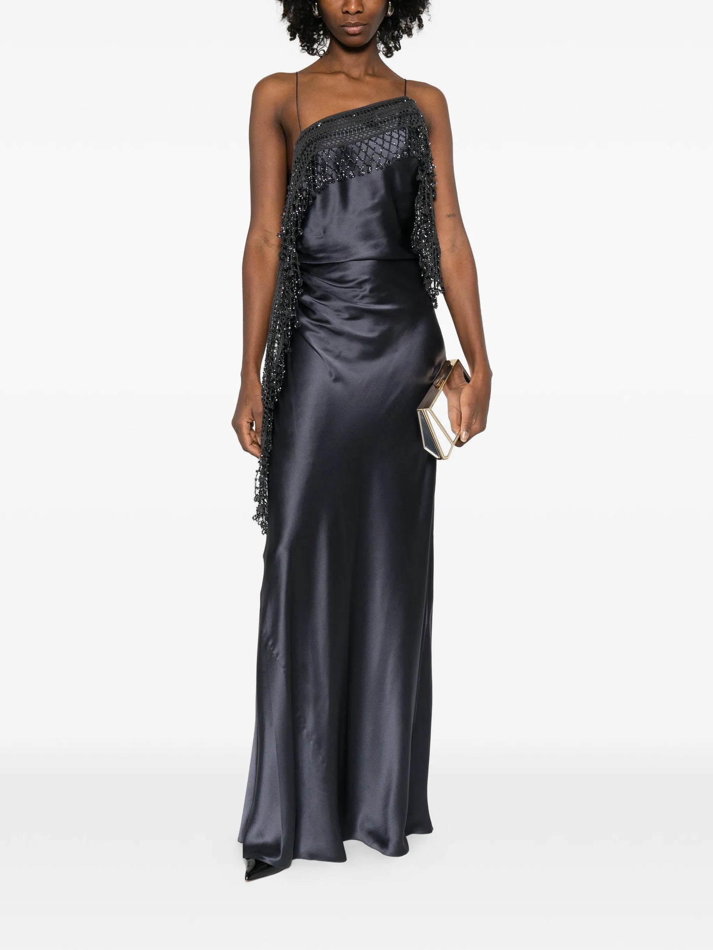 droplet bead crochet maxi dress