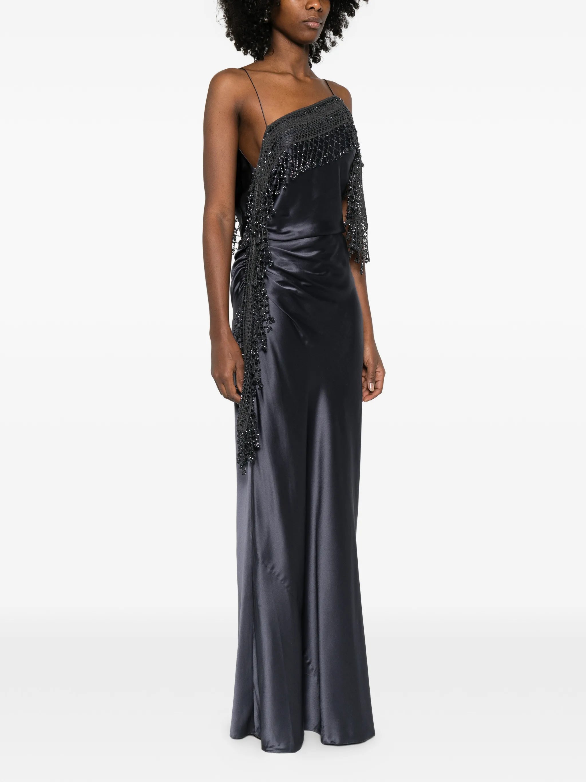 droplet bead crochet maxi dress