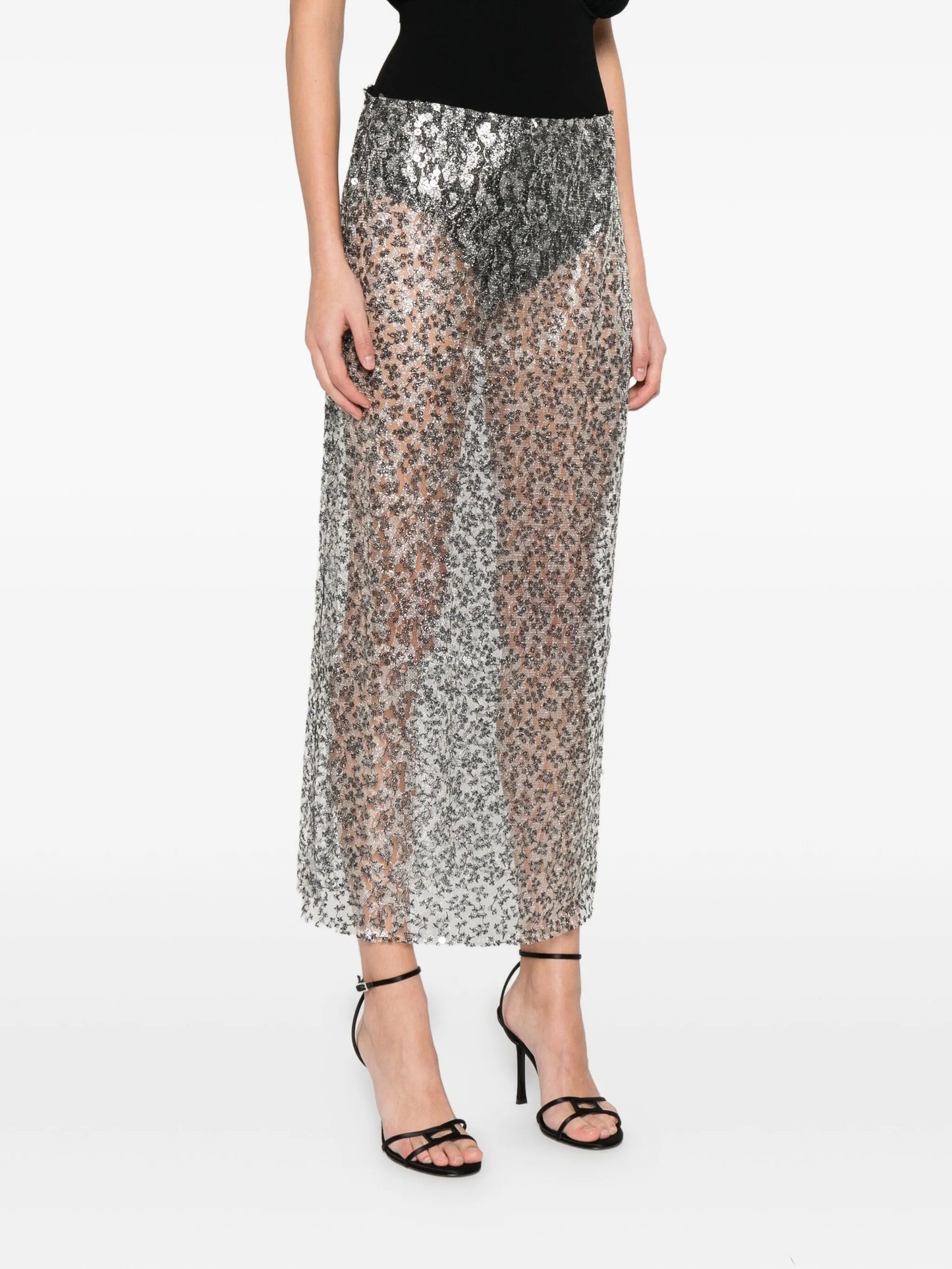 sequinned midi skirt