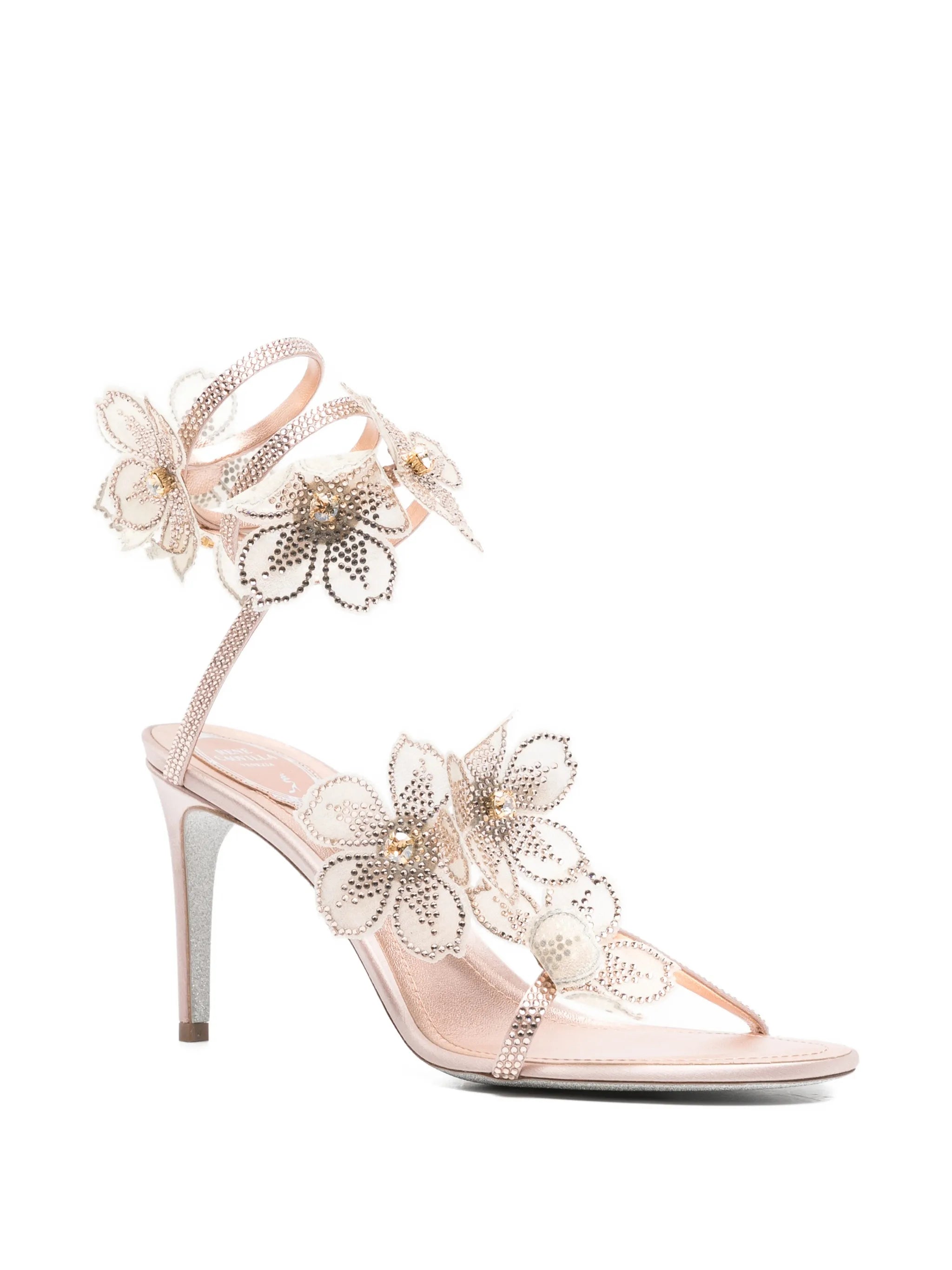 Floriane flowers strass embellished heeled sandals