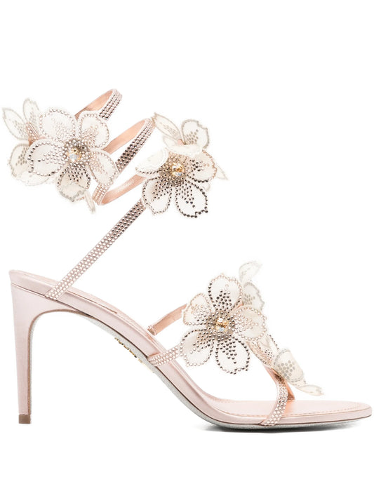 Floriane flowers strass embellished heeled sandals
