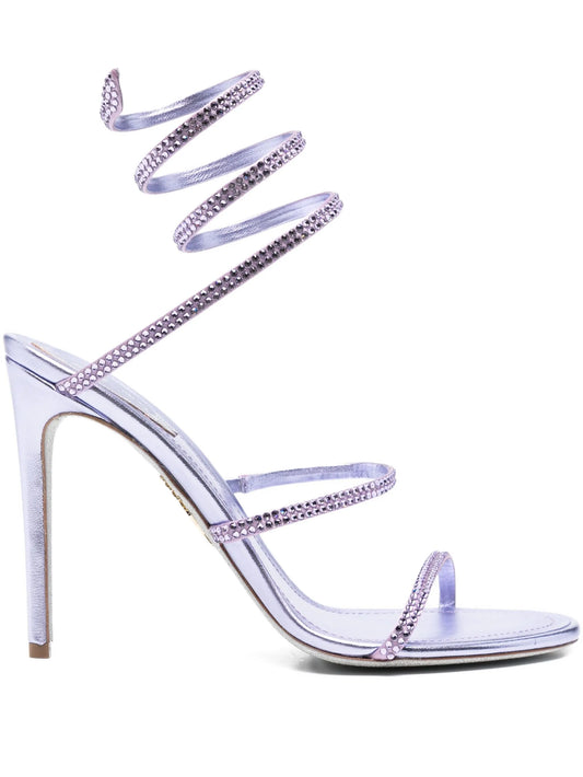 115mm crystal ankle wrap heeled sandals