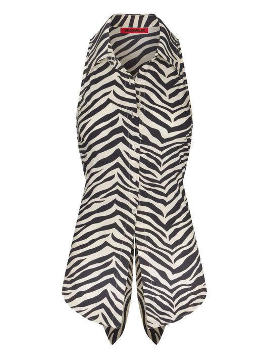 Loch sleeveless button-up top
