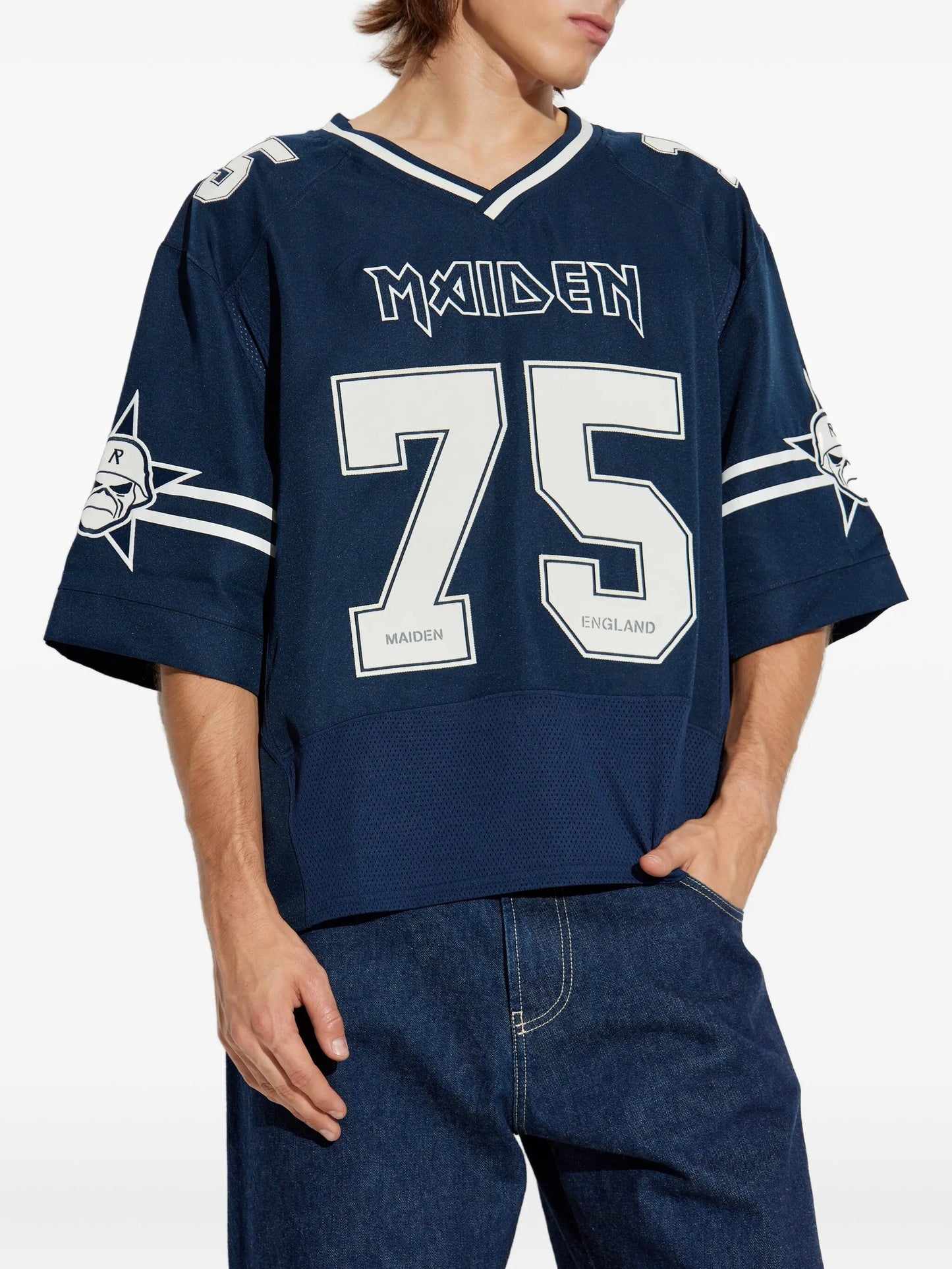 x Iron Maiden Anniversary number 75 star-embellished jersey
