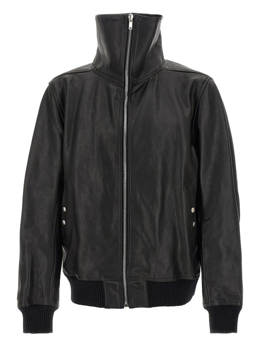 Blixa Dracucollar foldaway-turtleneck leather jacket