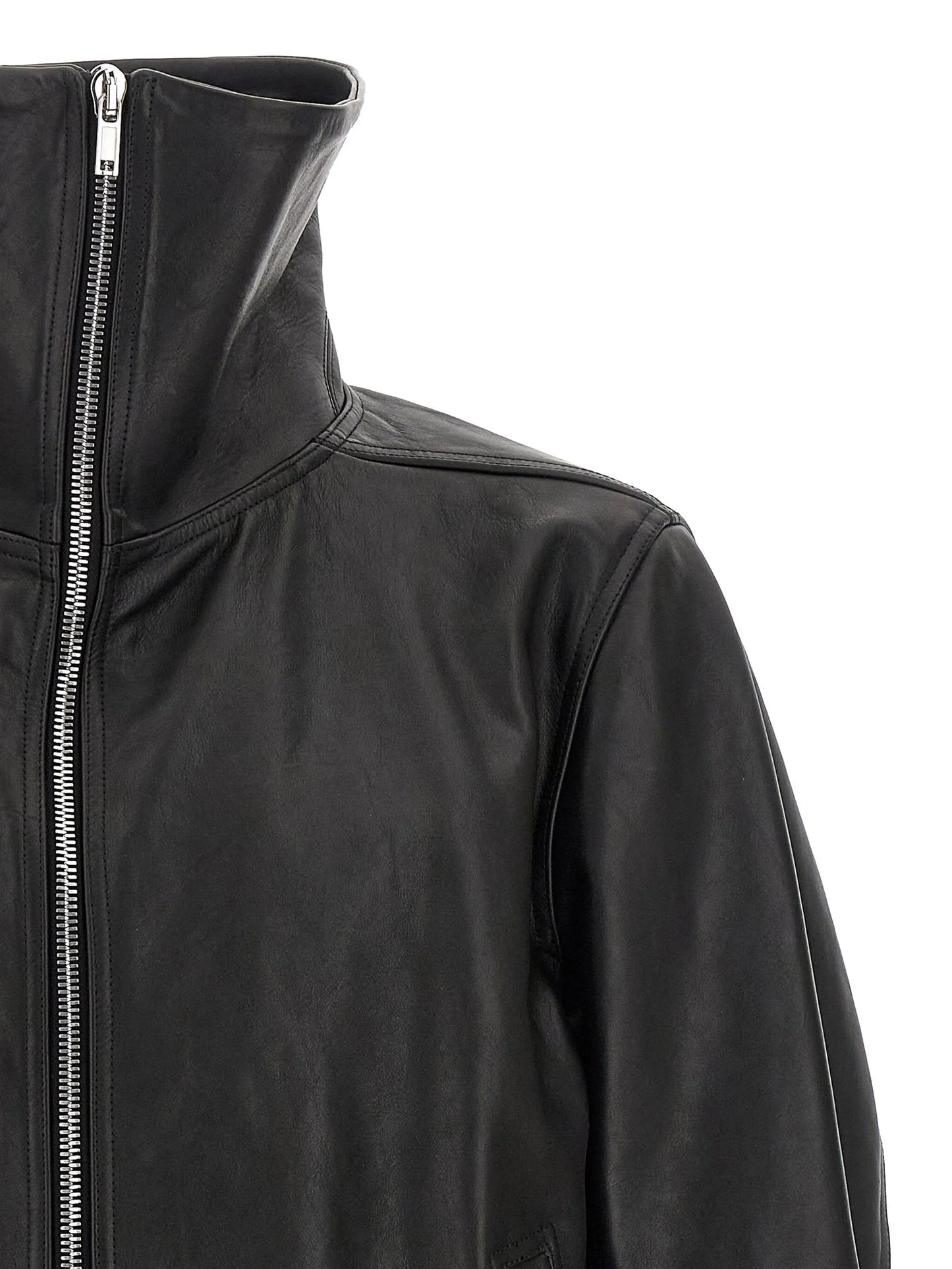 Blixa Dracucollar foldaway-turtleneck leather jacket