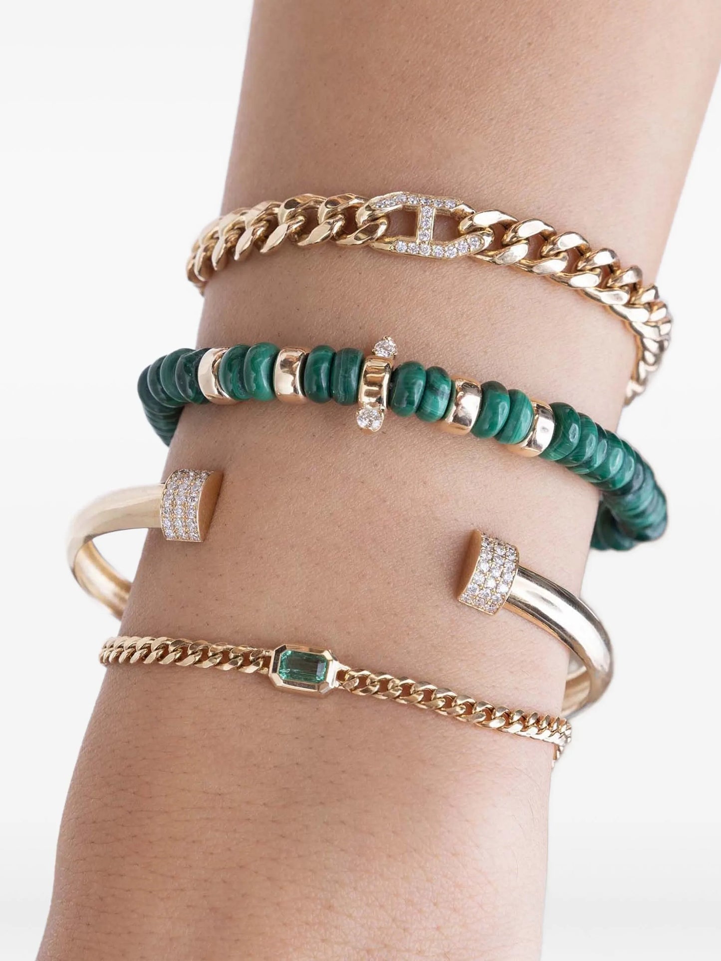 14K yellow gold emerald bracelet