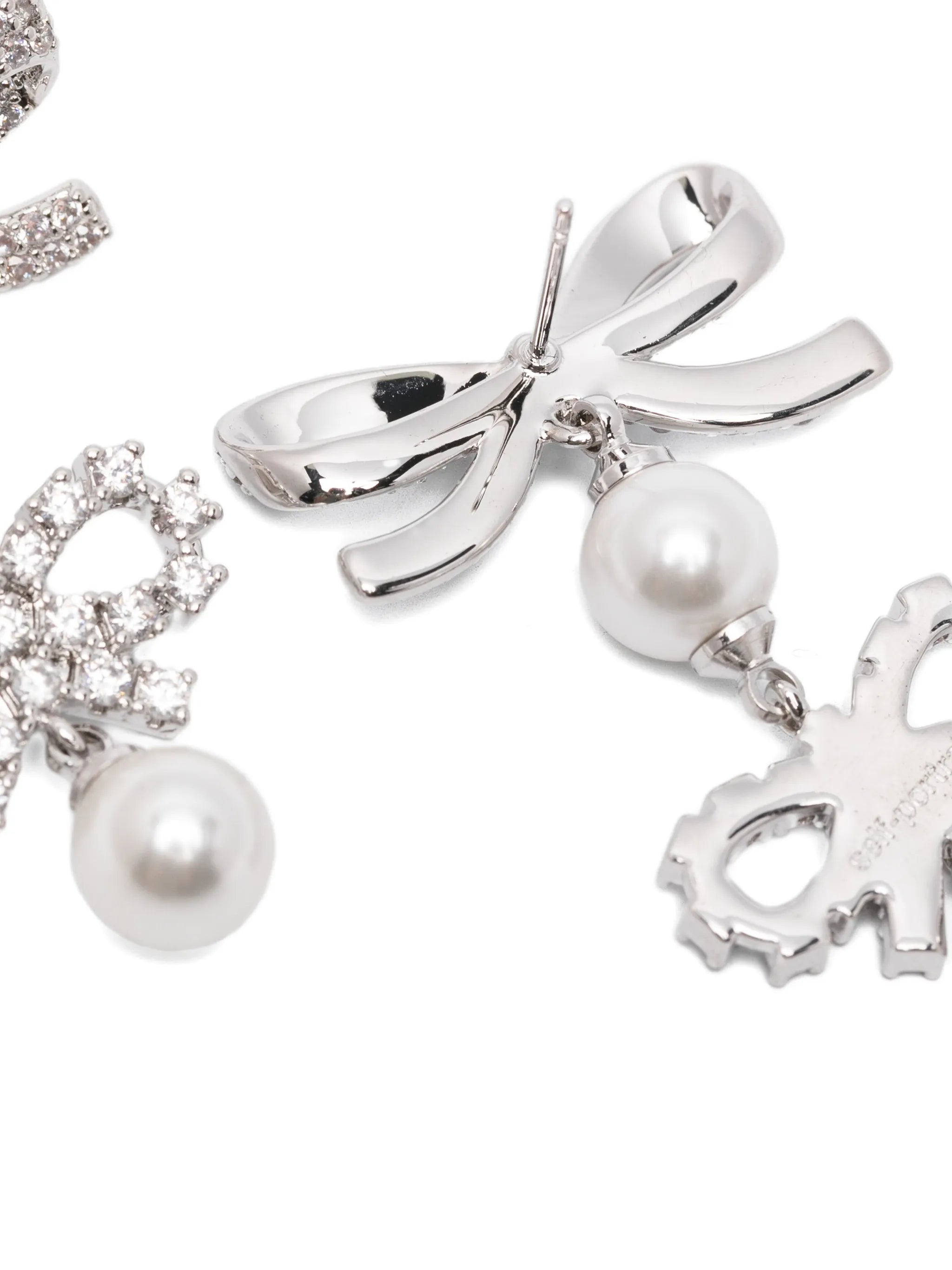 double-bow pearl-drop earrings
