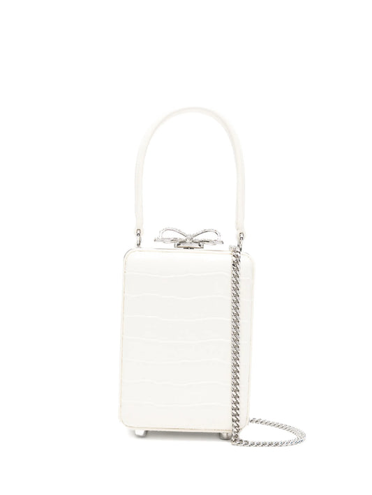 micro crocodille-effect leather tote bag