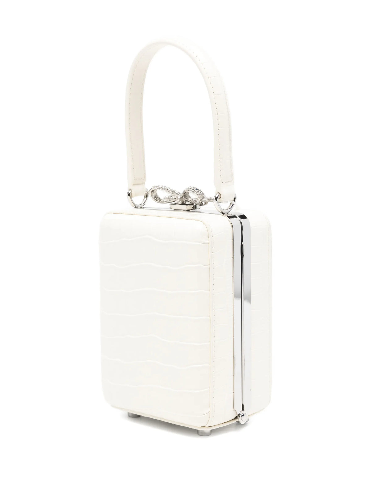 micro crocodille-effect leather tote bag