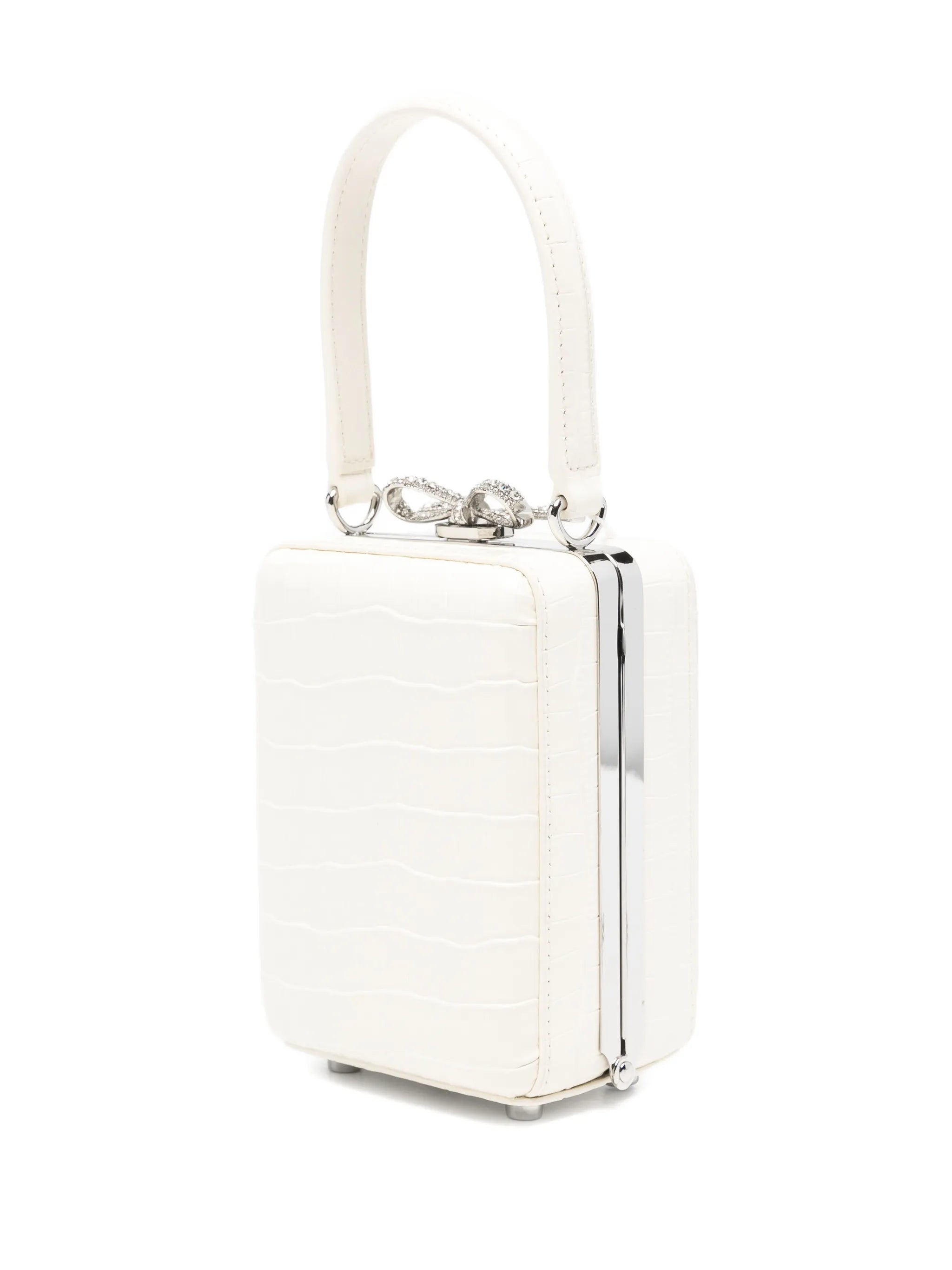 micro crocodille-effect leather tote bag