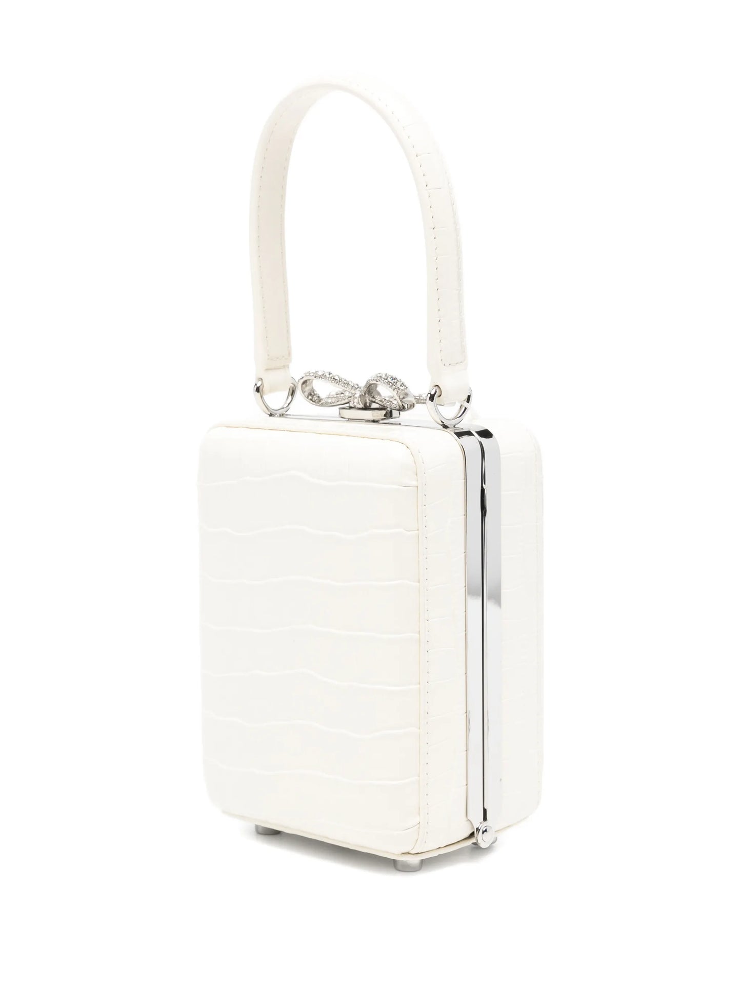 micro crocodille-effect leather tote bag