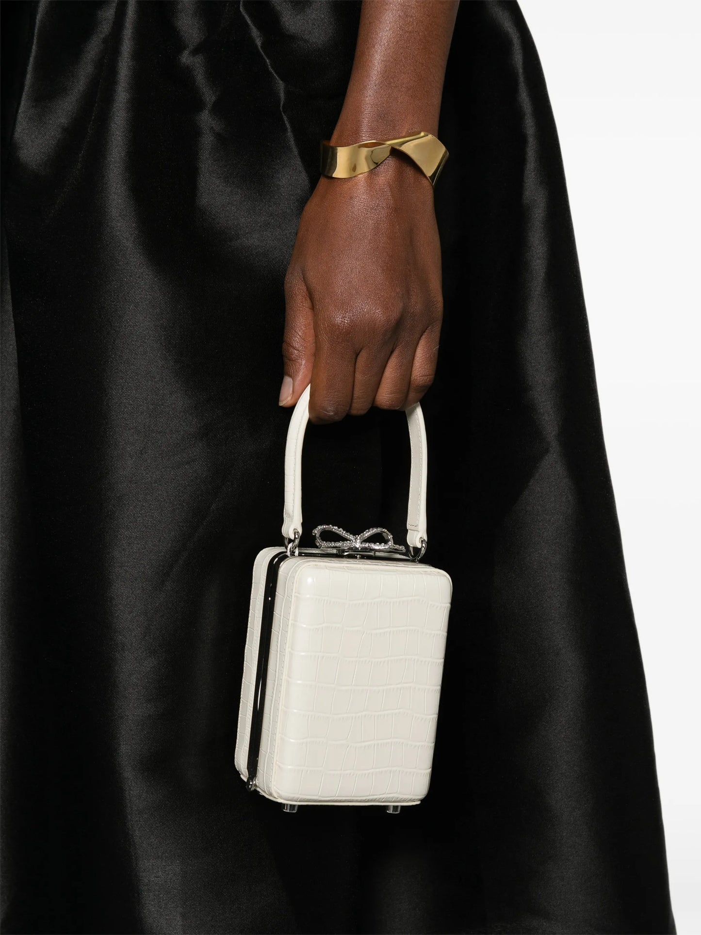 micro crocodille-effect leather tote bag