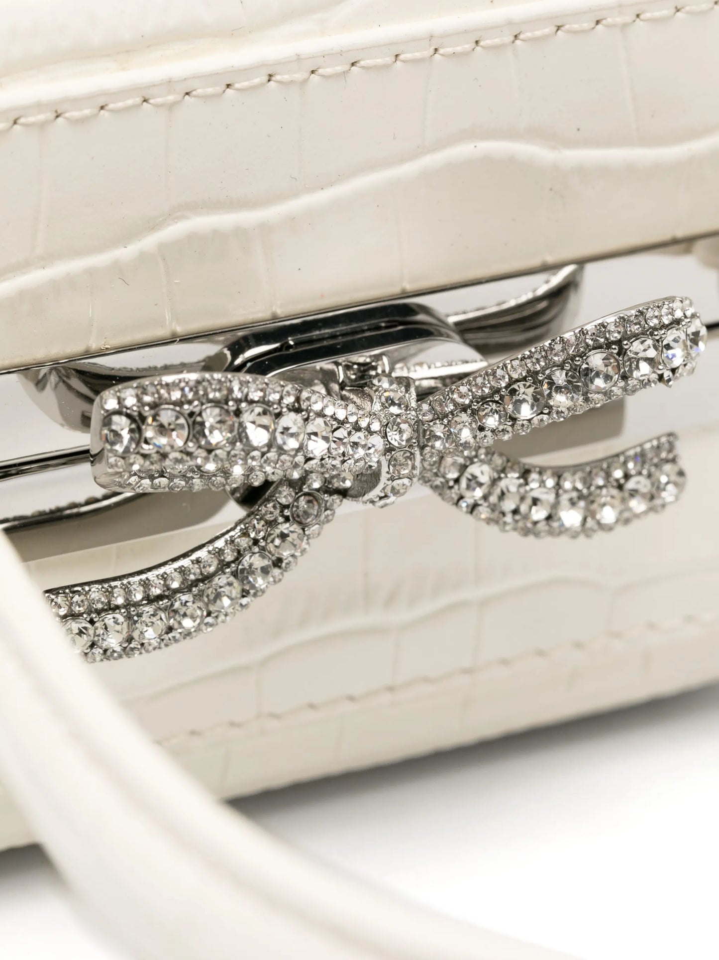 micro crocodille-effect leather tote bag