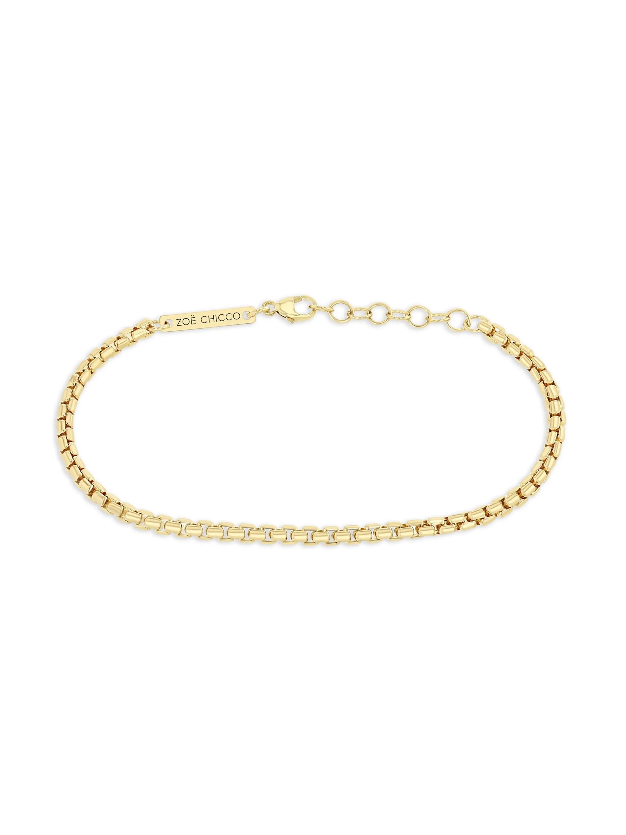 14K yellow gold box-chain bracelet