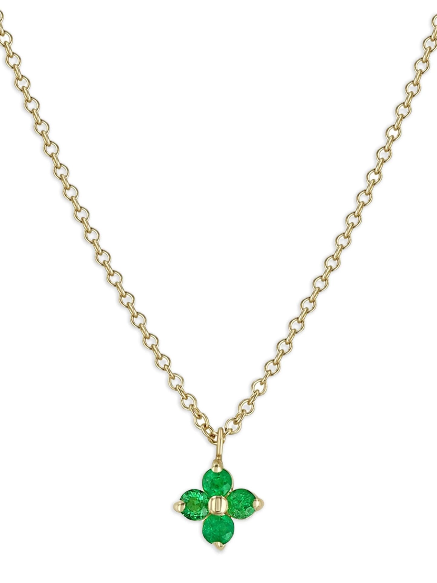 14K yellow gold Quad emerald necklace