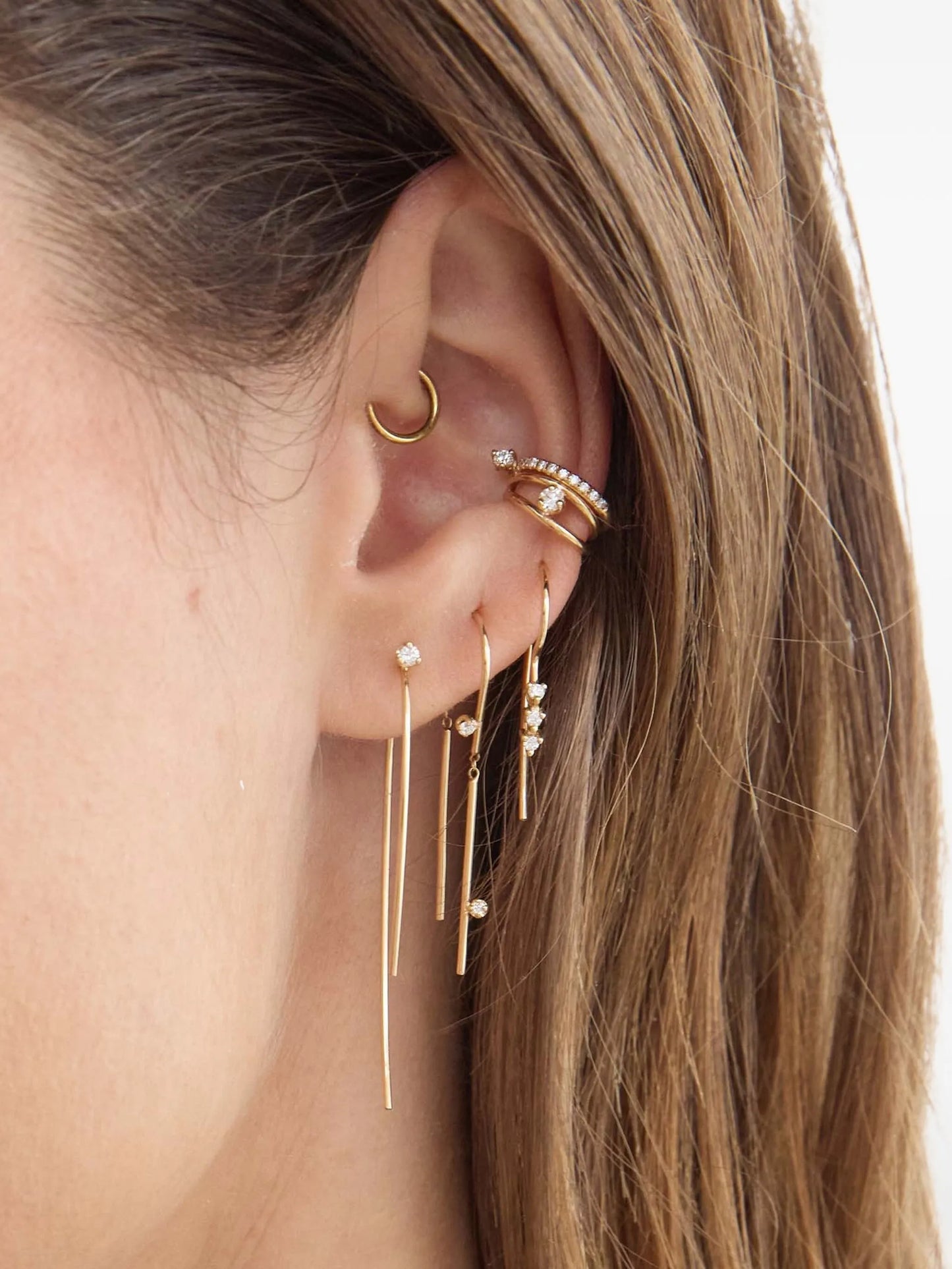 14CT yellow gold Wire diamond earrings