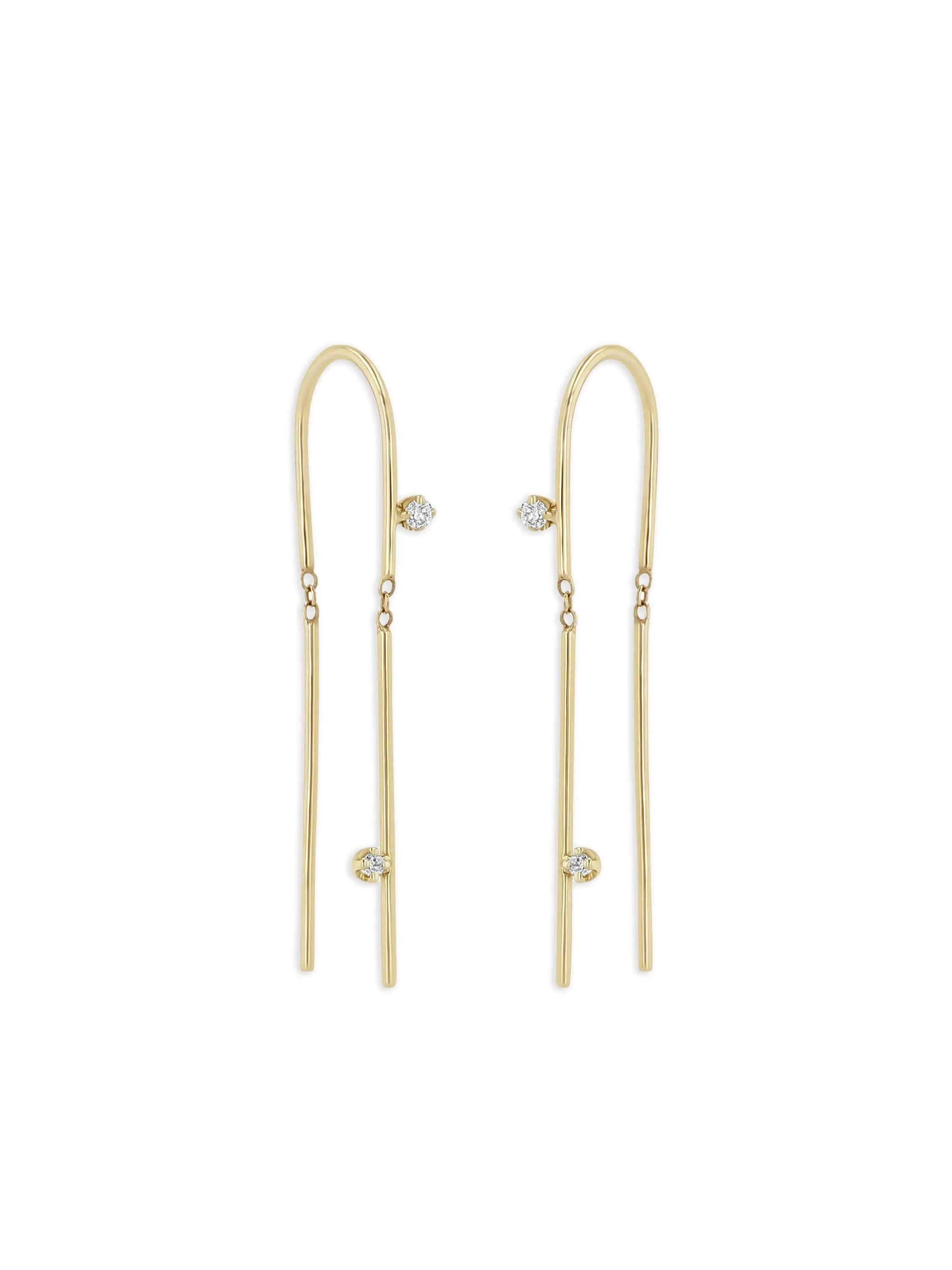 14CT yellow gold Wire diamond earrings