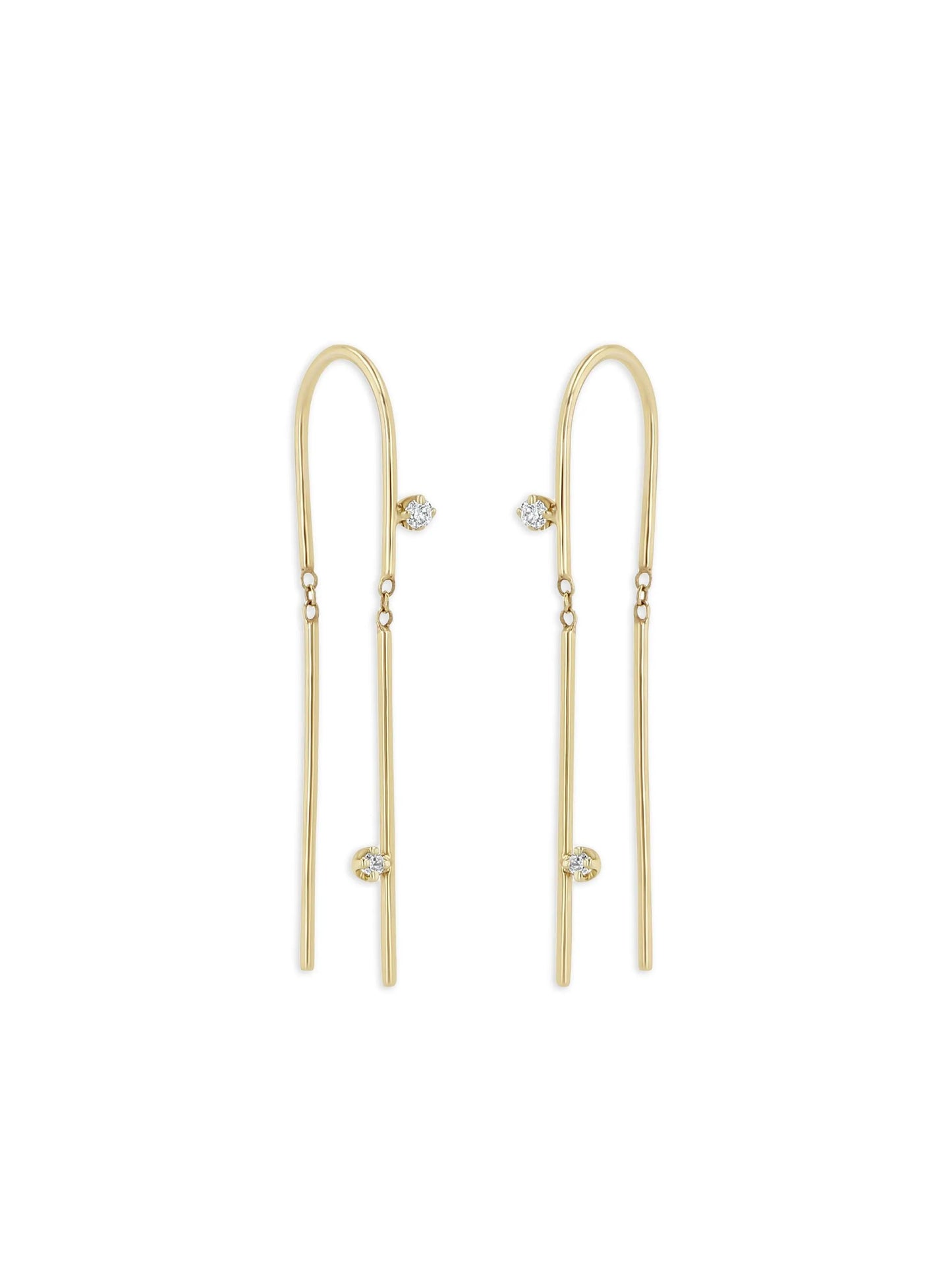 14CT yellow gold Wire diamond earrings