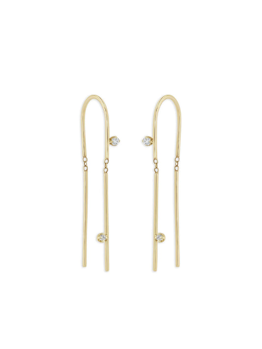 14CT yellow gold Wire diamond earrings