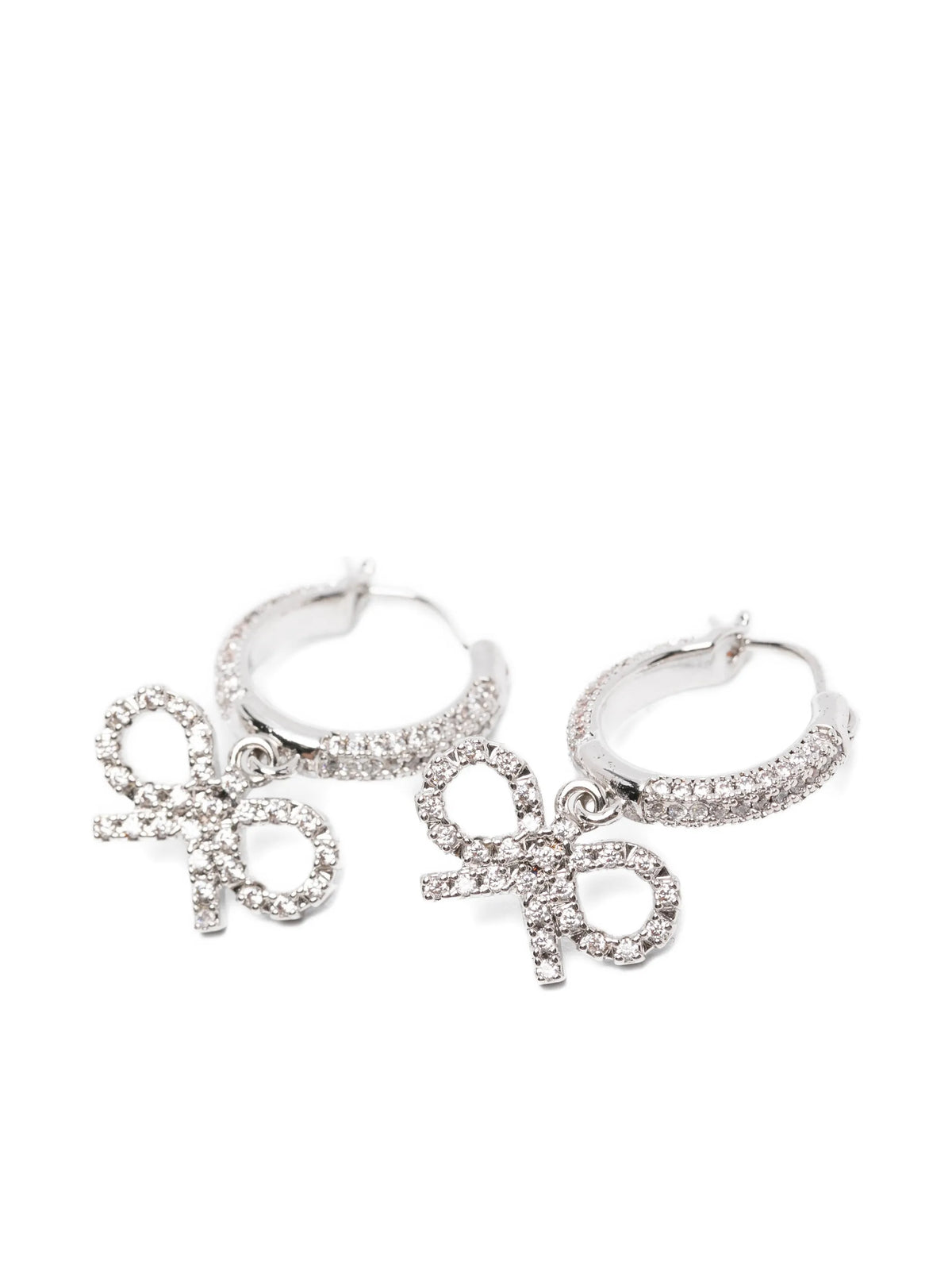 crystal bow hoop earrings