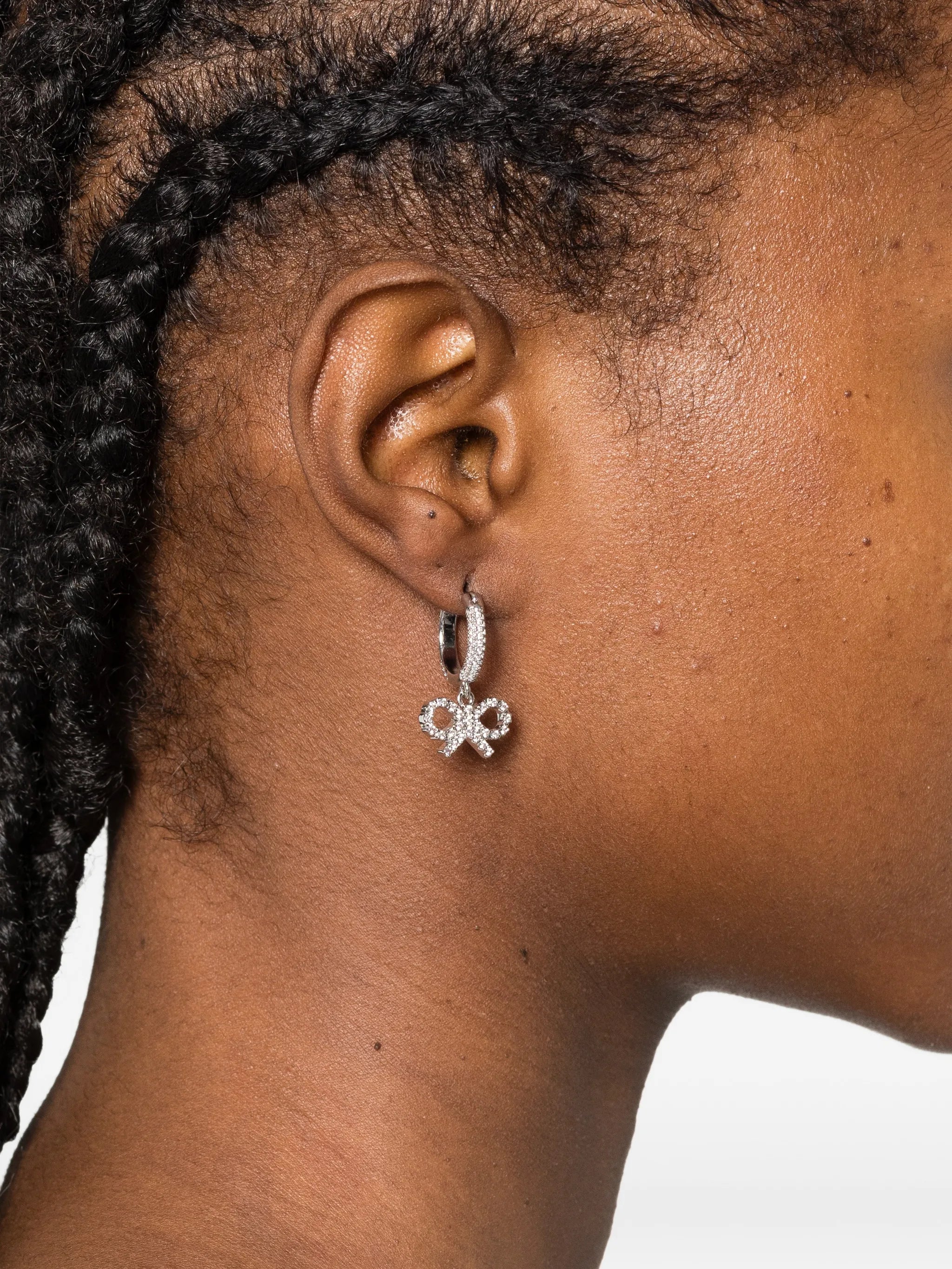 crystal bow hoop earrings