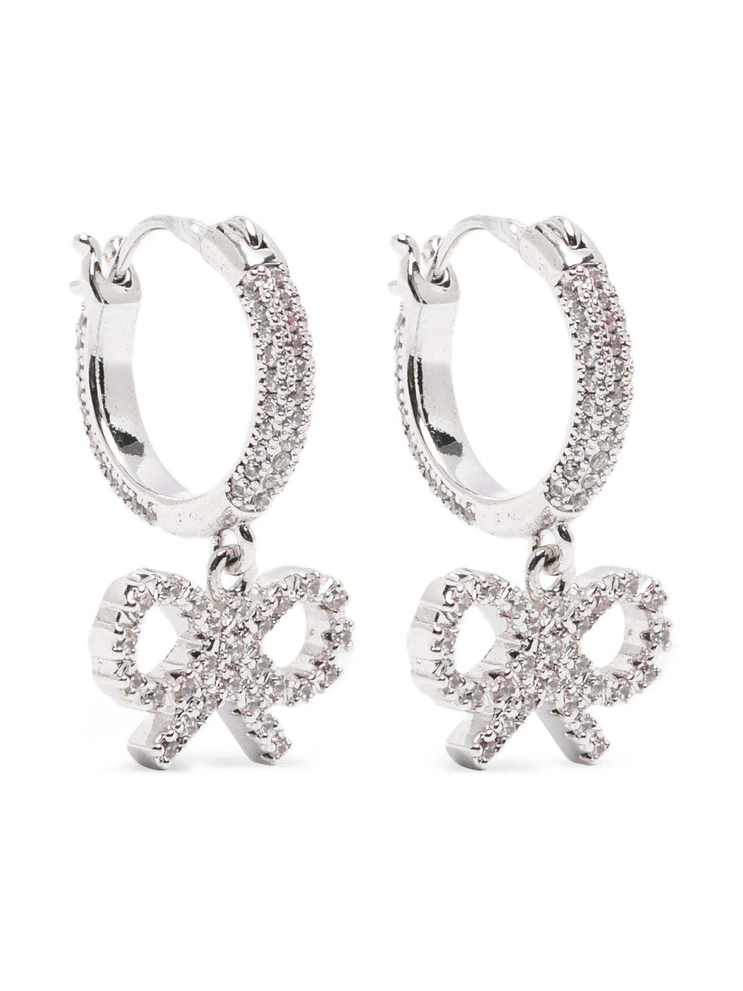 crystal bow hoop earrings