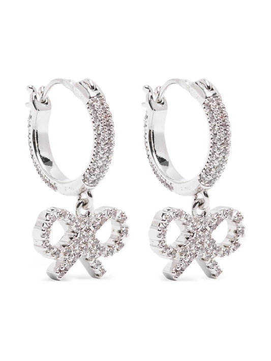 crystal bow hoop earrings