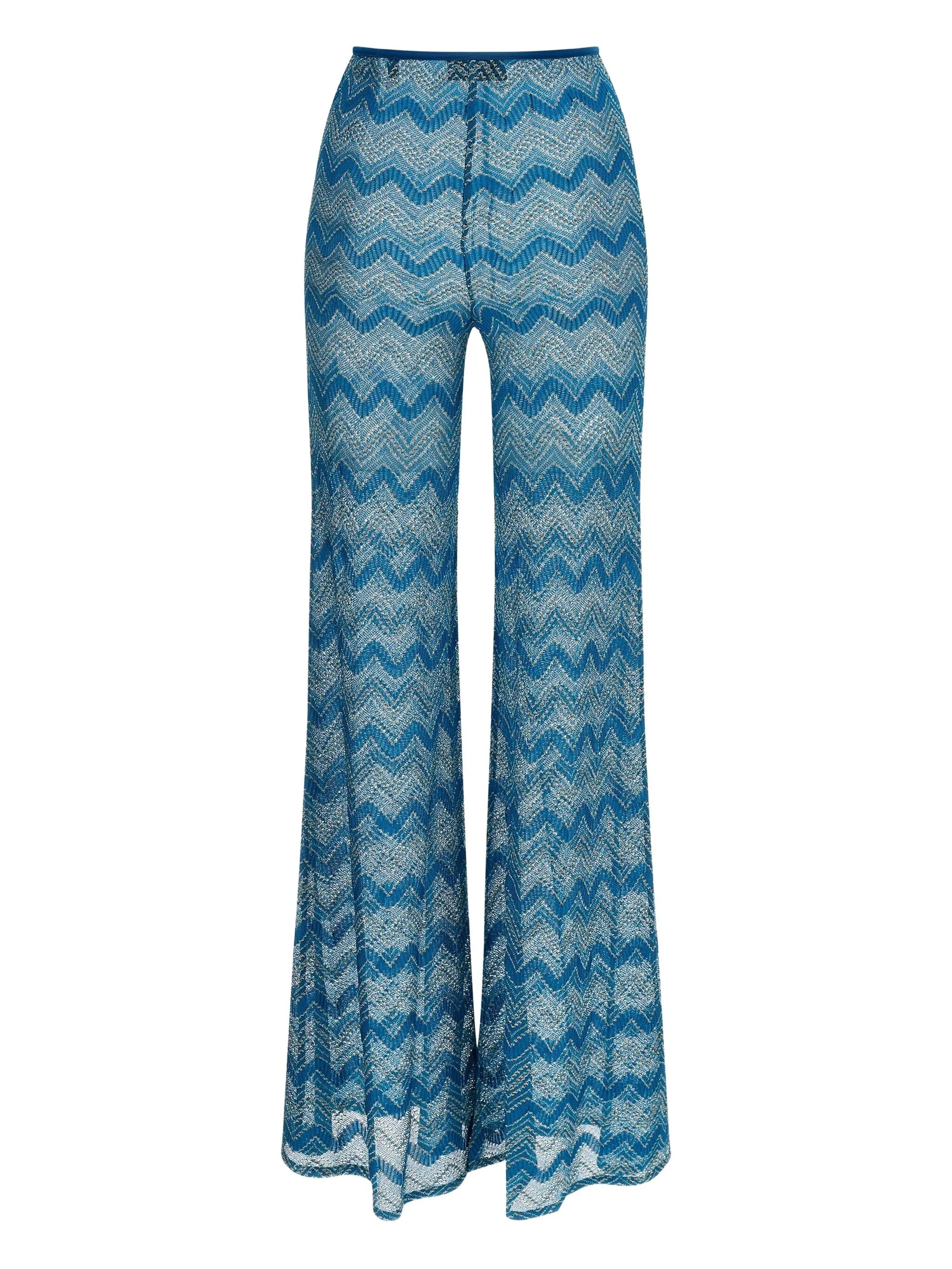 zigzag-pattern lamé trousers