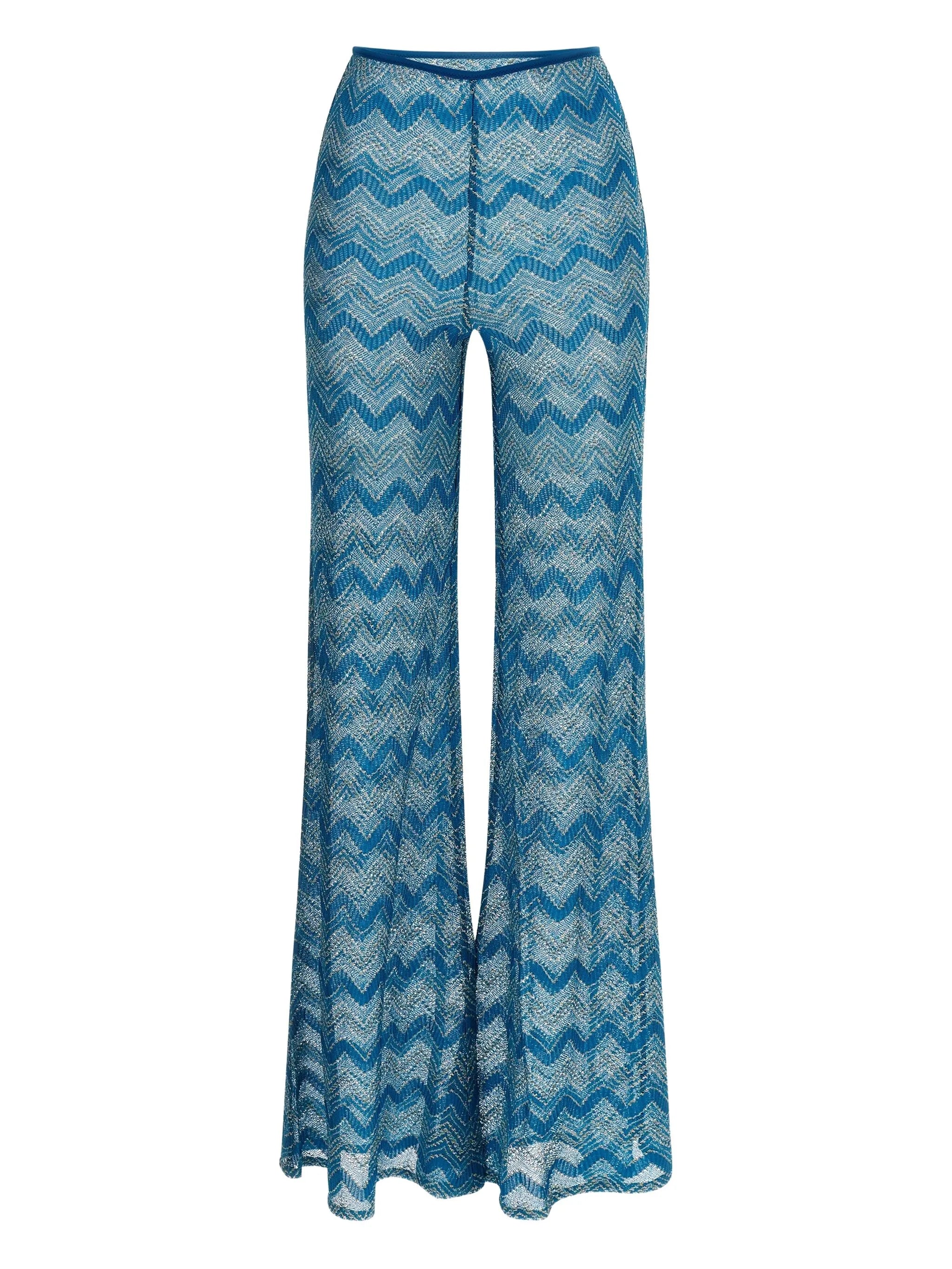 zigzag-pattern lamé trousers