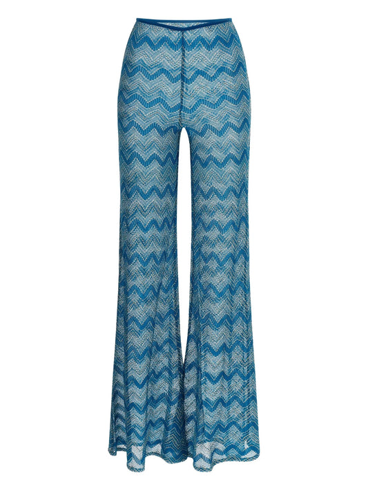 zigzag-pattern lamé trousers