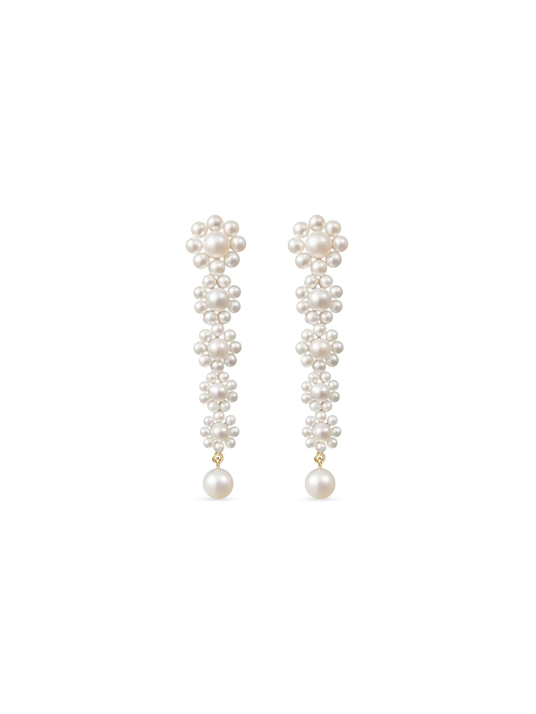 18K yellow gold Marguerite Fleur freshwater pearl earrings