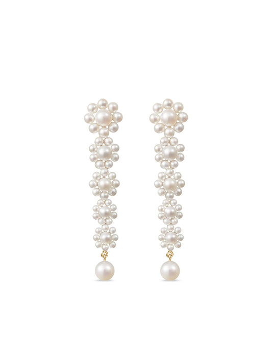 18K yellow gold Marguerite Fleur freshwater pearl earrings