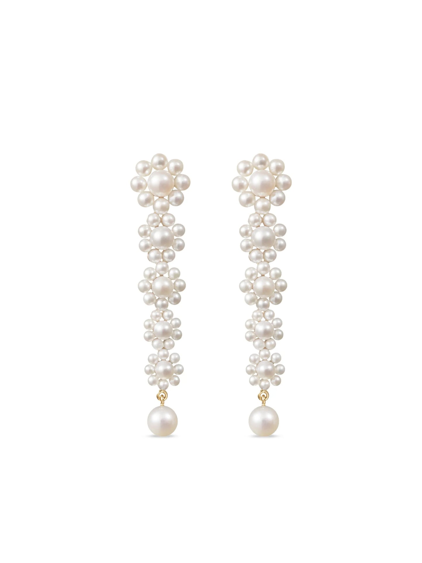 18CT yellow gold Marguerite Fleur freshwater pearl earrings