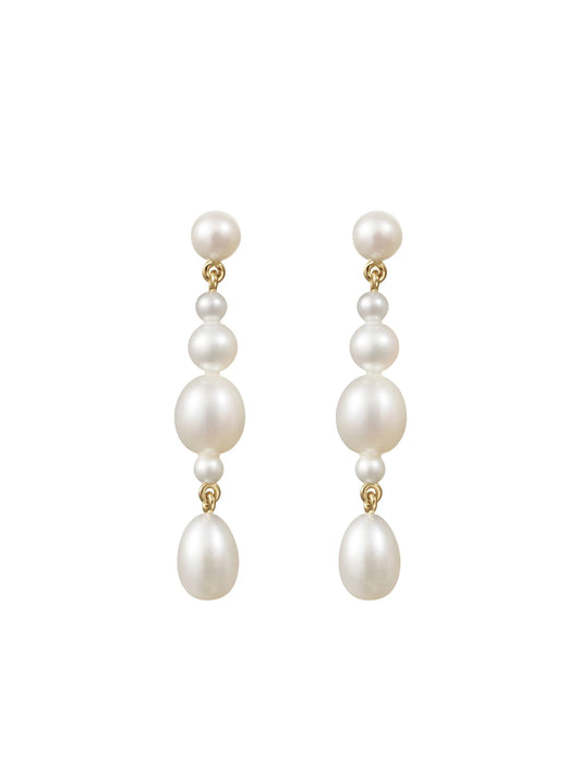14CT yellow gold Petite Amis De La Perle freshwater pearl earrings