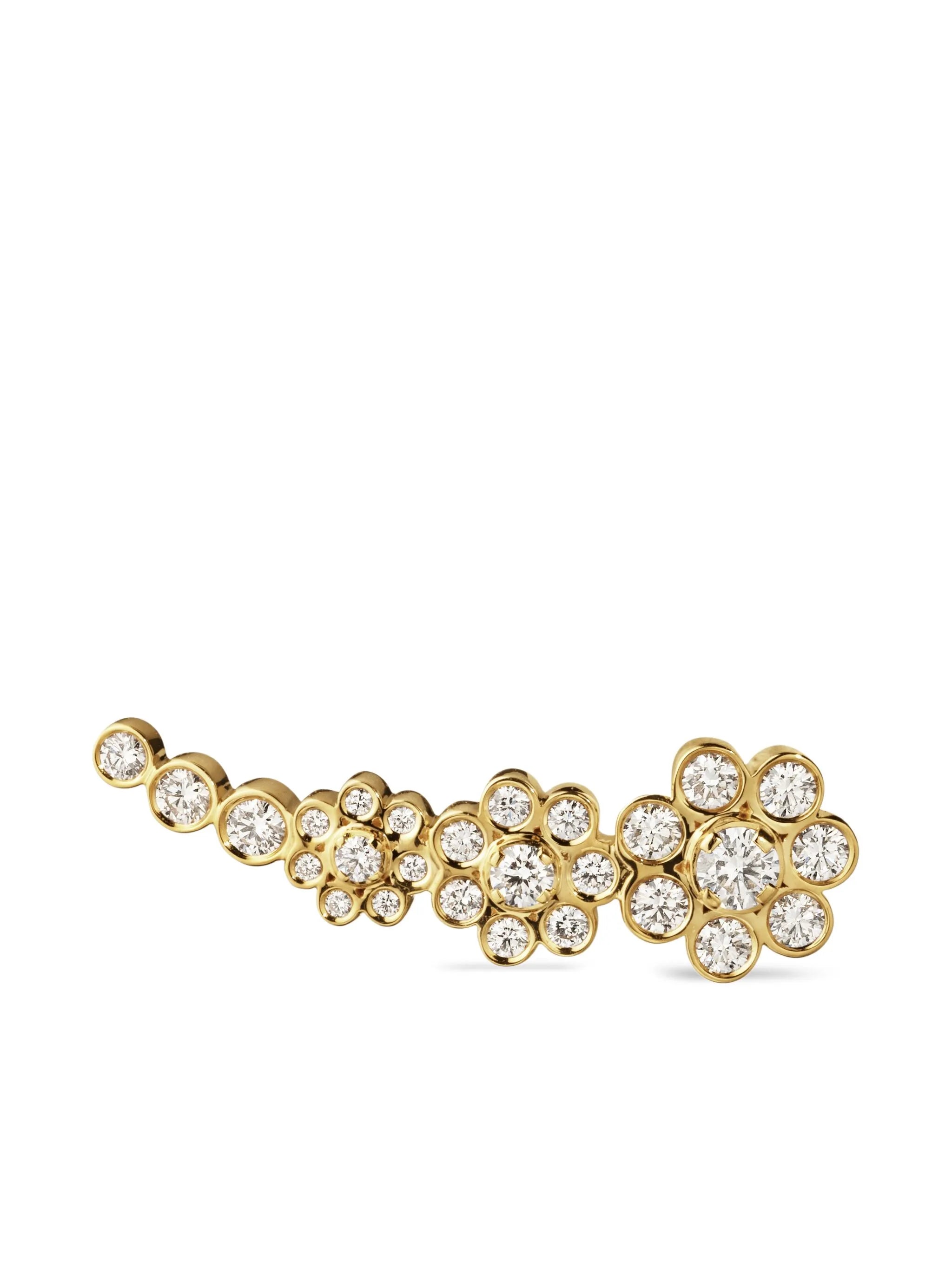 18CT yellow gold Croissant Fleur diamond earring