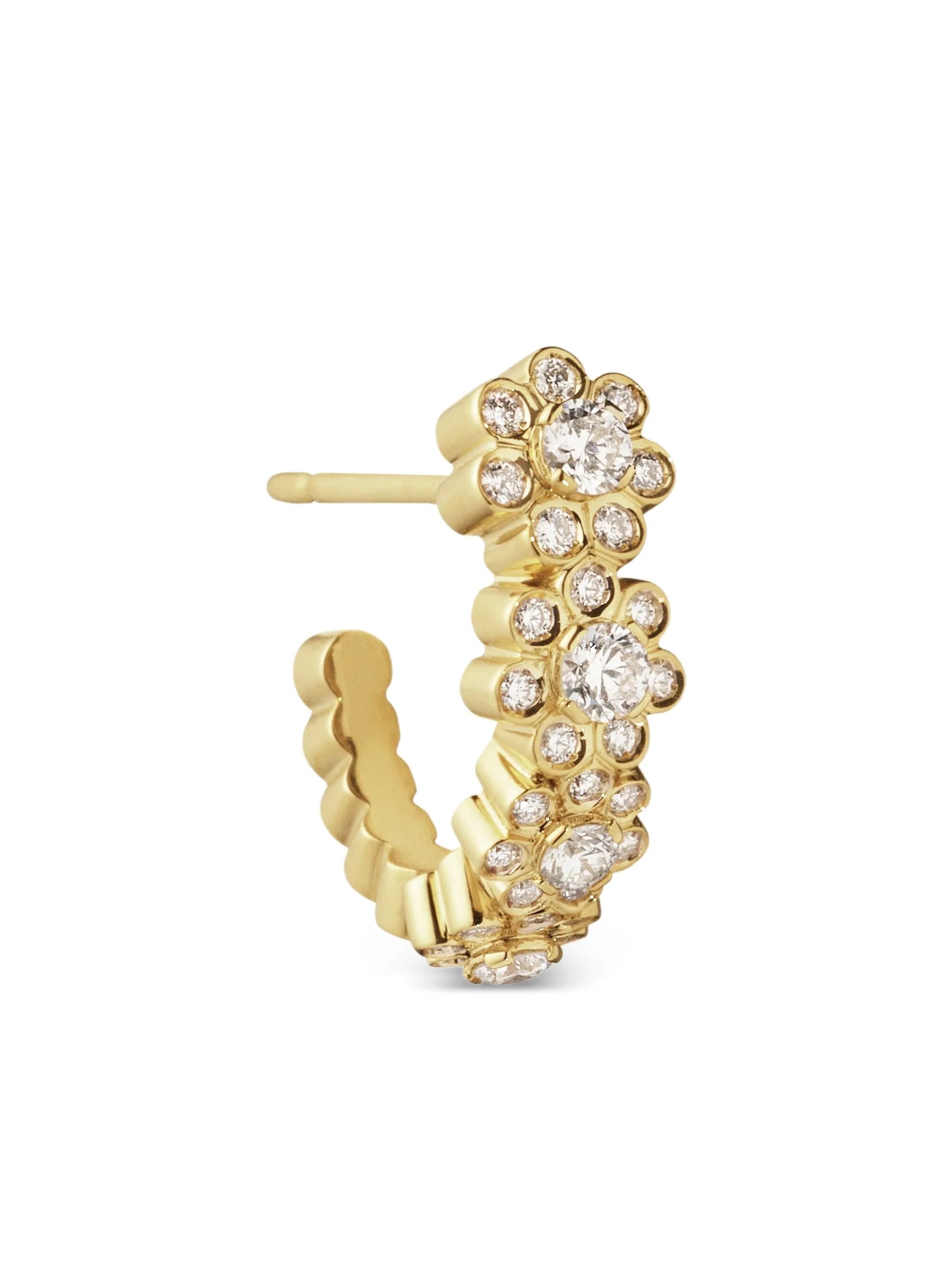 18CT yellow gold Petite Boucle De Fleurs diamond earring