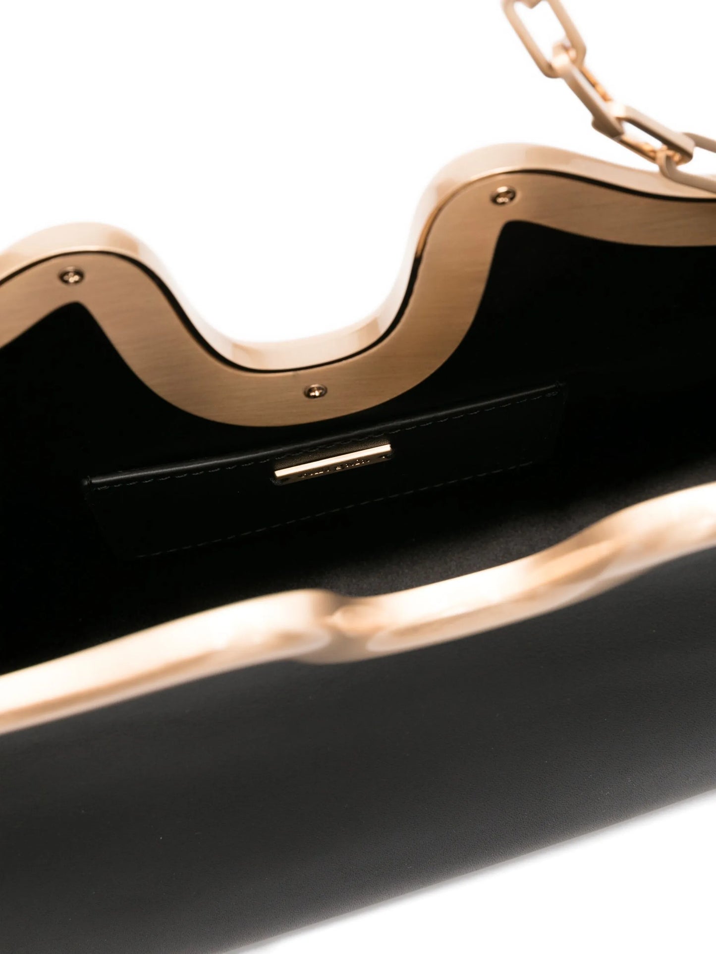 Valma curved-frame chain-strap clutch