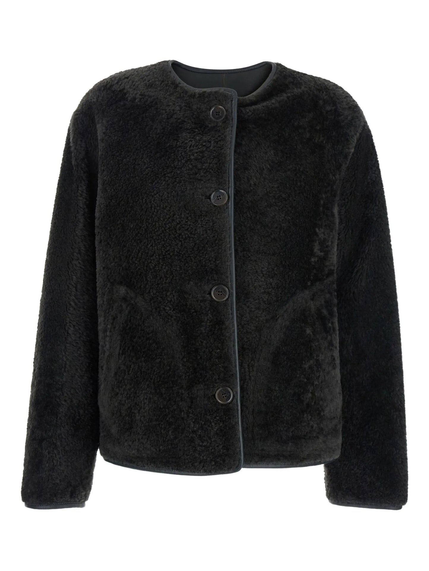button-fastening shearling jacket