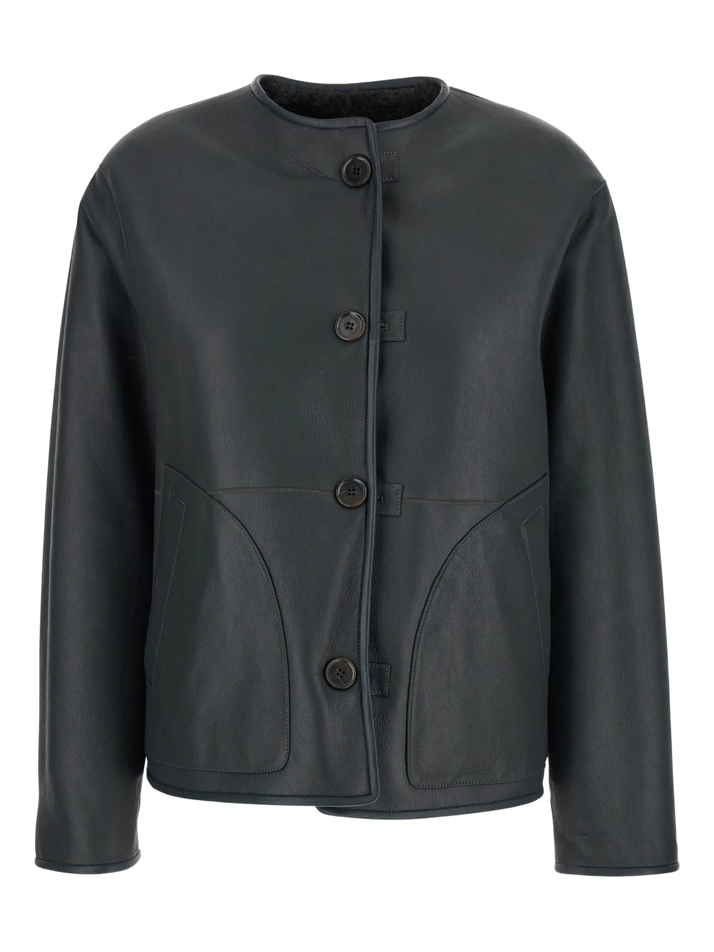 button-fastening shearling jacket
