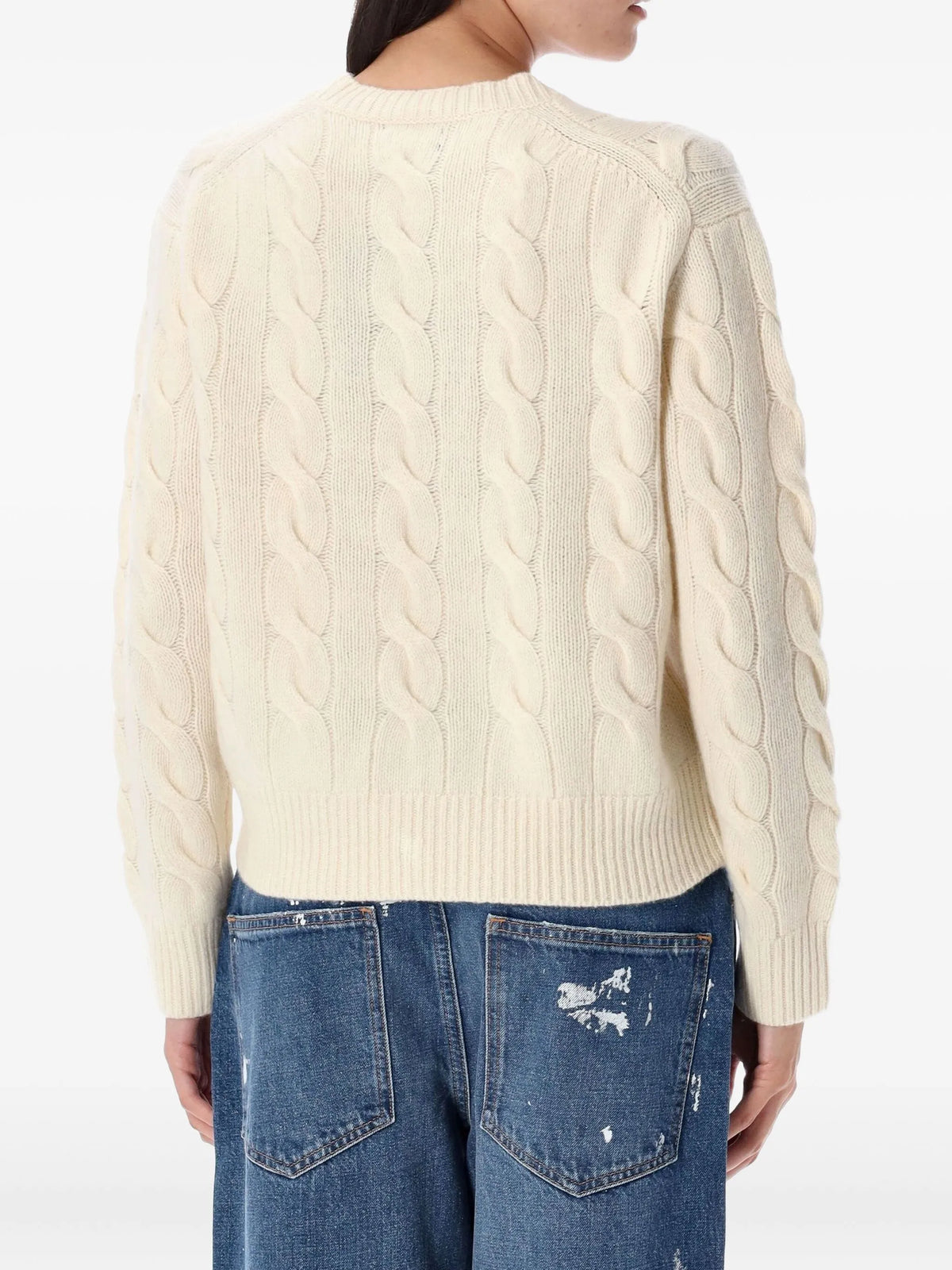 embroidered-logo cable-knit sweater