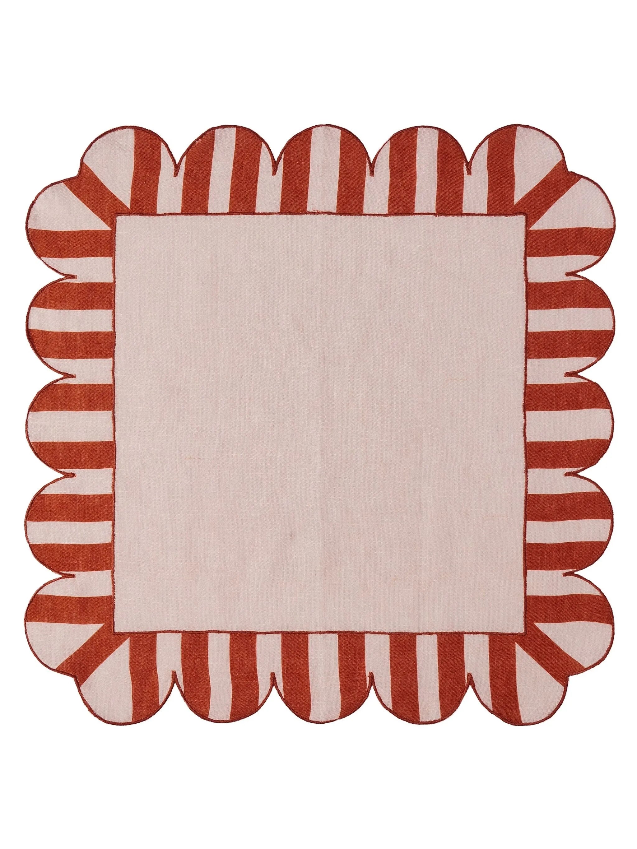 scalloped-edge striped napkins (set of four)
