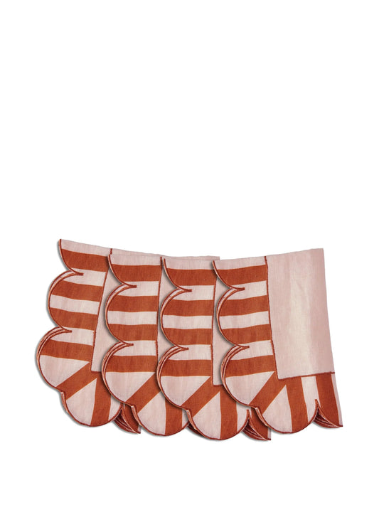 scalloped-edge striped napkins (set of four)