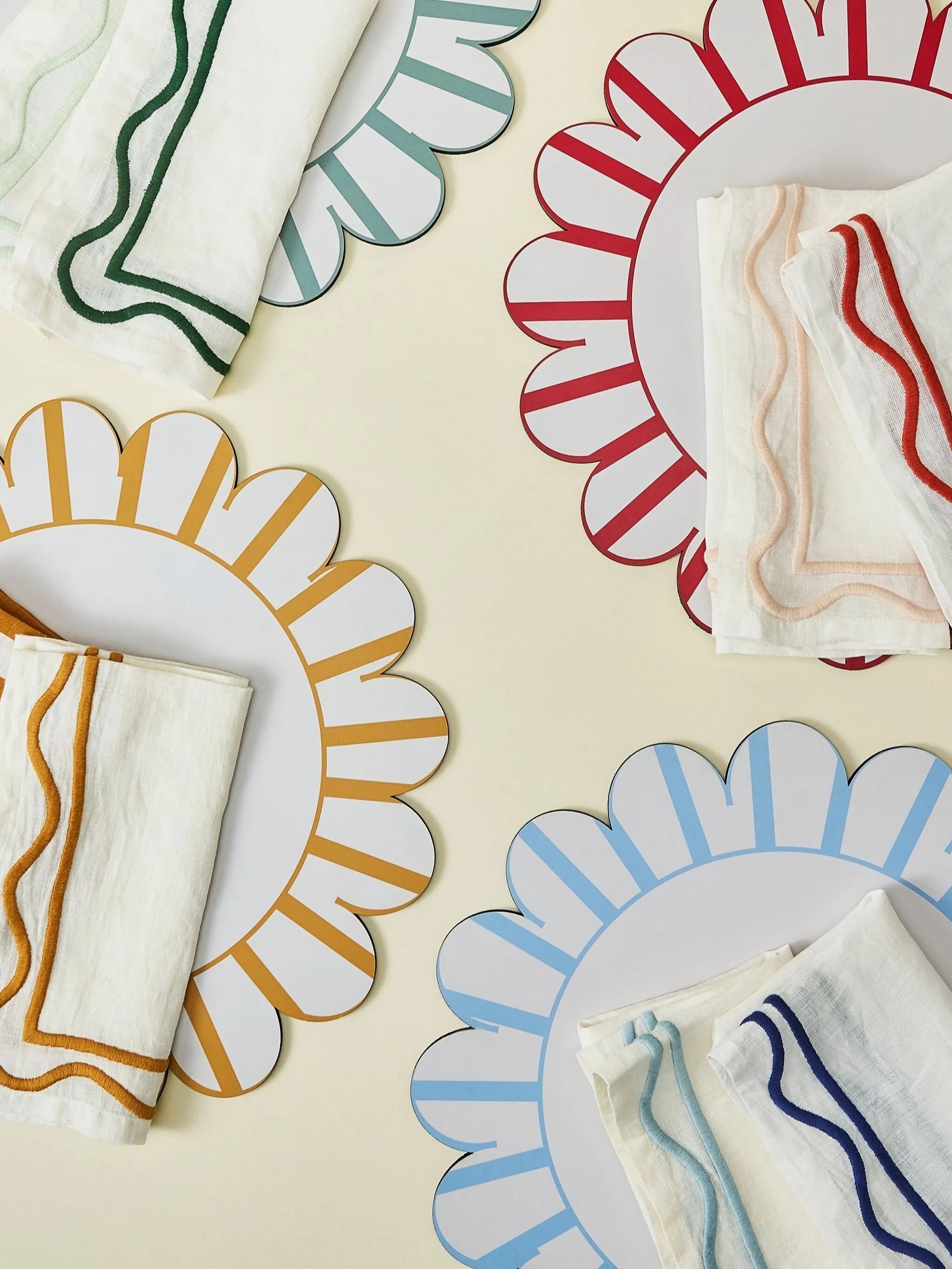 Colorblock Embroidered Linen Napkins (set of four)