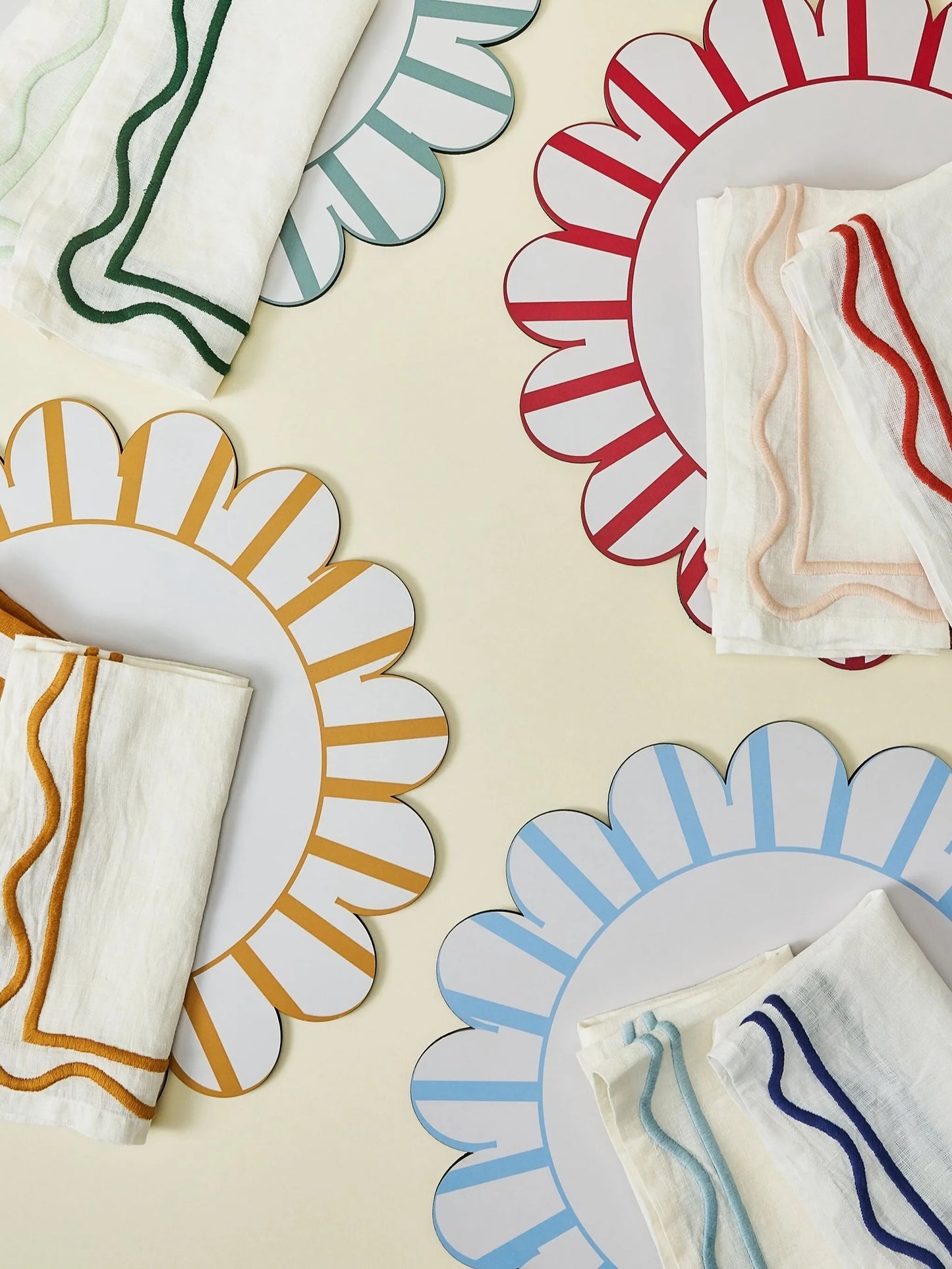 Colorblock Embroidered Linen Napkins (set of four)