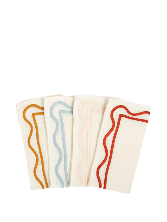 Colorblock Embroidered Linen Napkins (set of four)