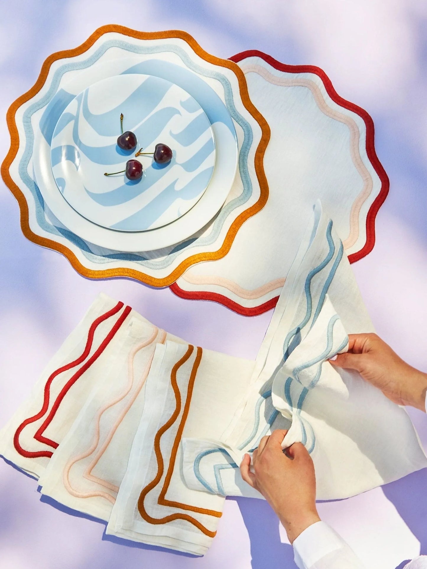 Colorblock Embroidered Linen Napkins (set of four)