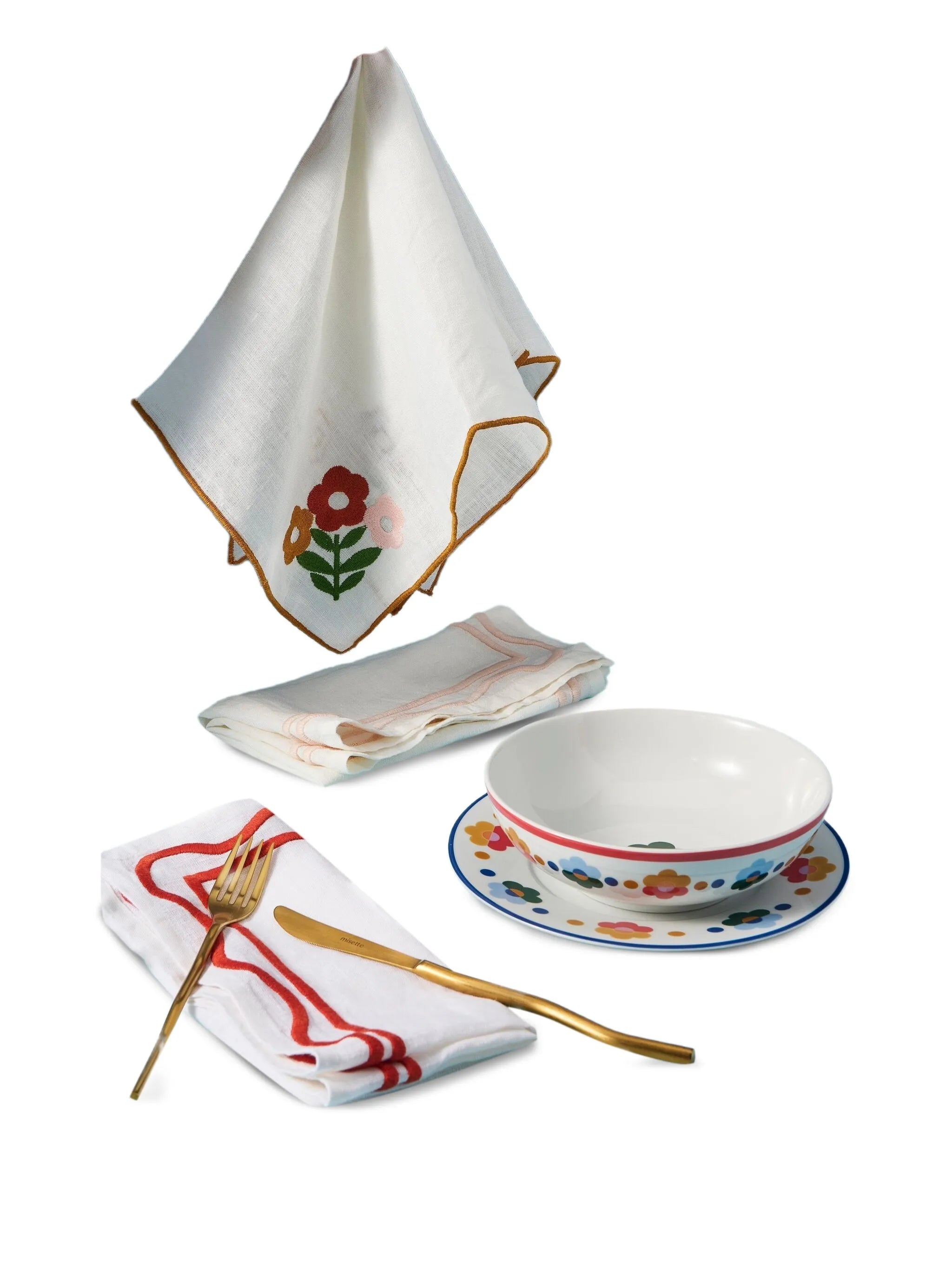 floral-embroidered napkins (set of four)