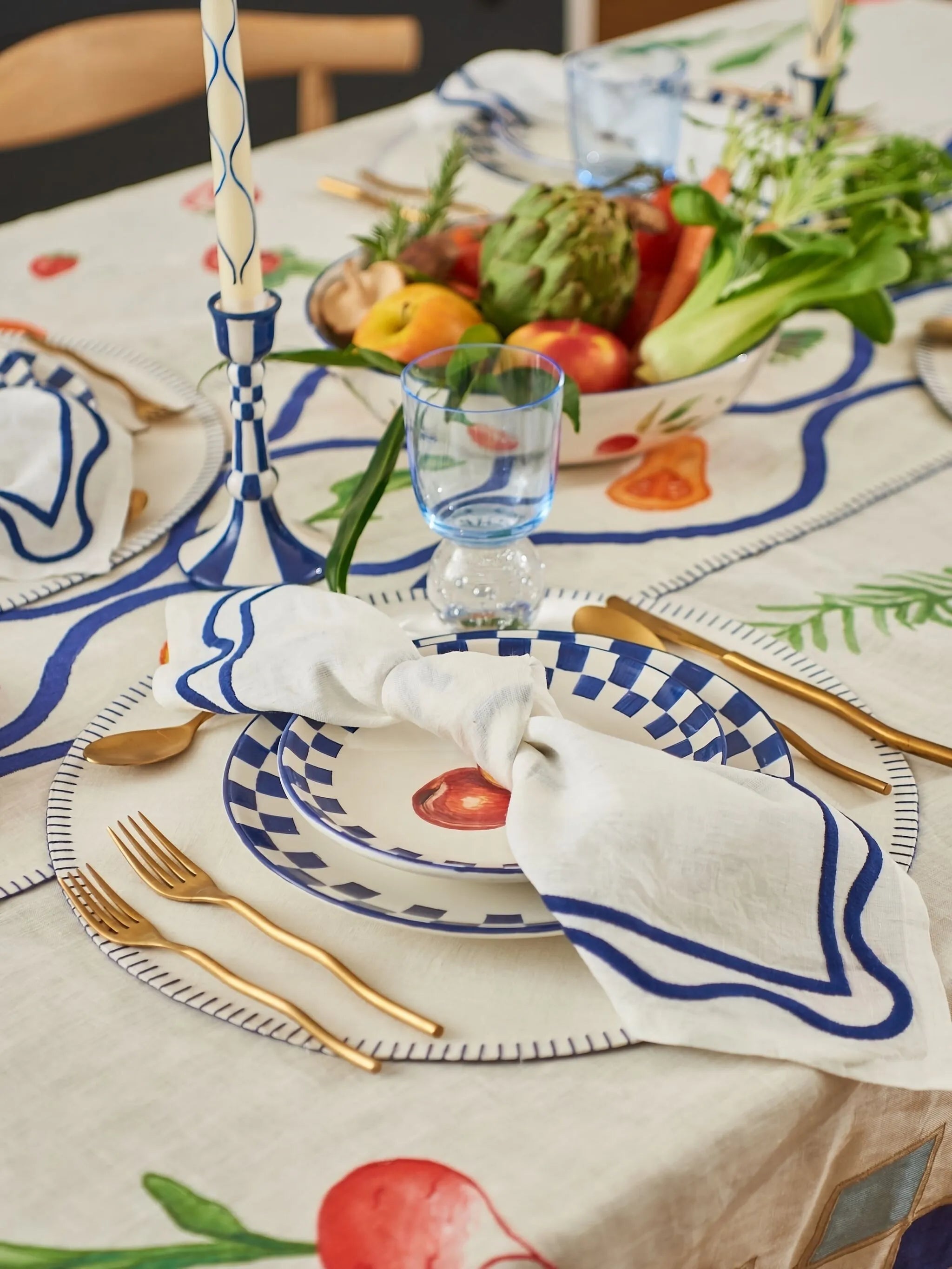 Colorblock Embroidered Linen Napkins (set of four)