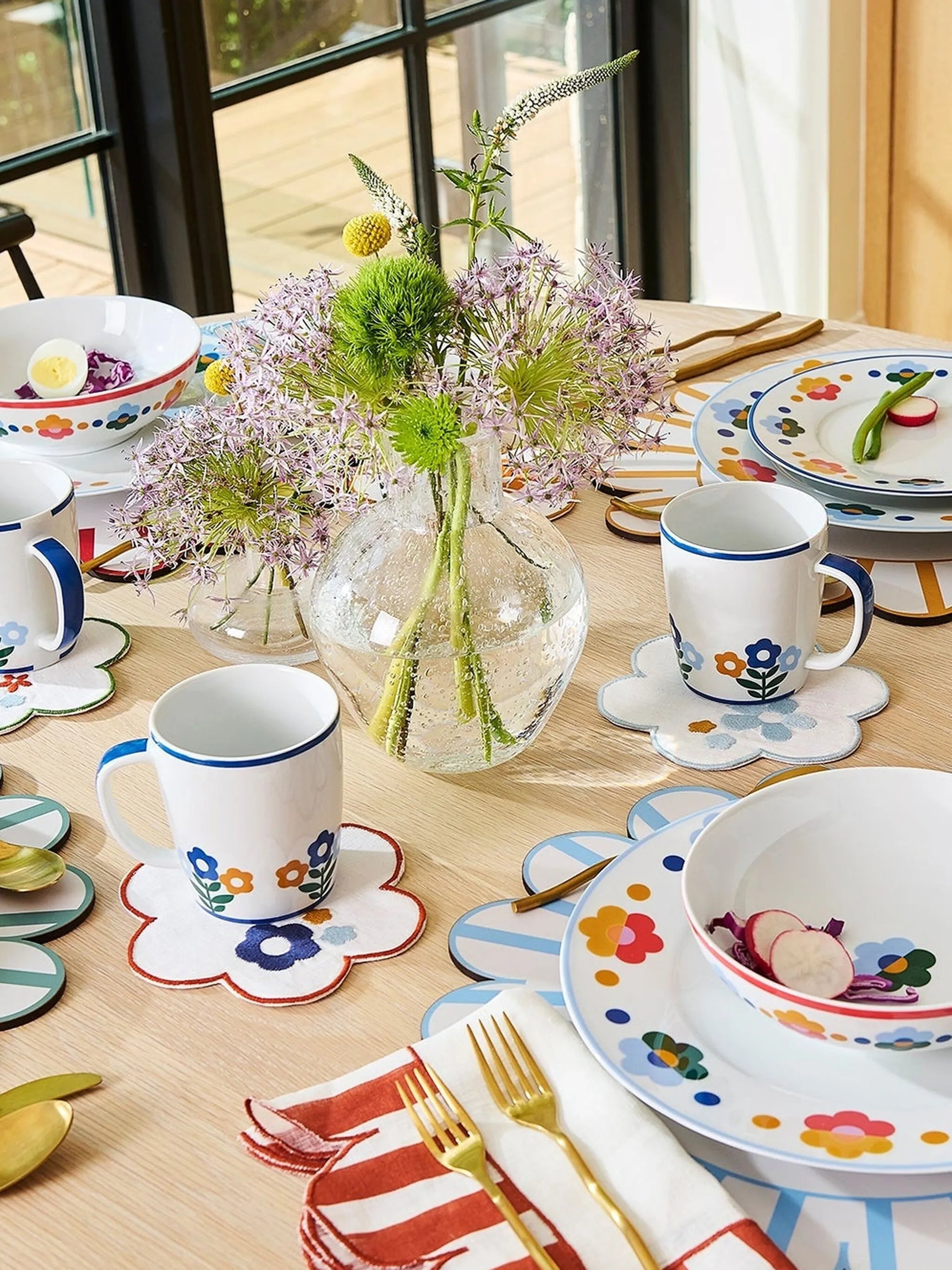 scallop stripe wipeable placemats (set of four)